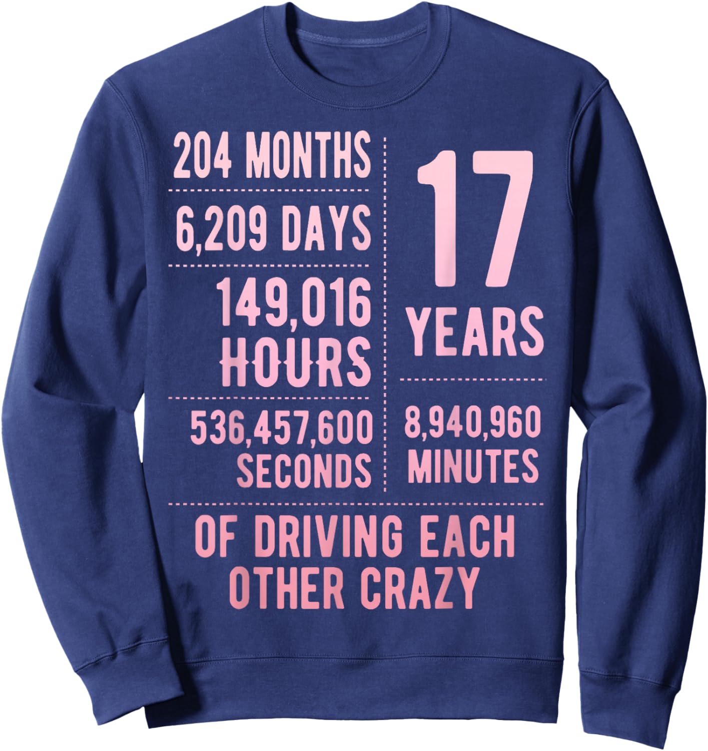 17 Years Married Funny 17th Wedding Anniversary Sweatshirt - Sweatshirt | Navy