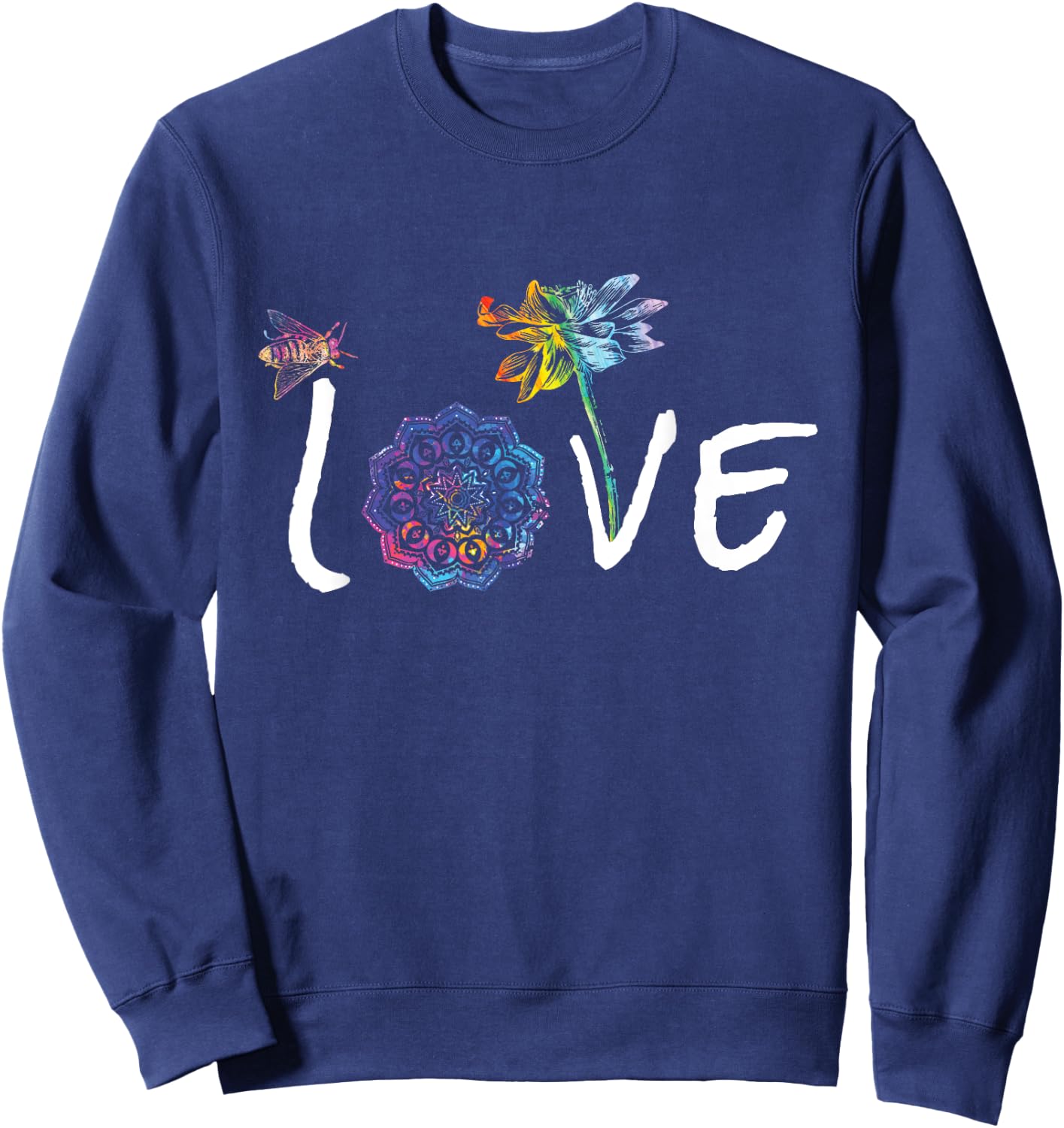 Namaste Love Lotus Flower Bee Peace Meditation Yoga Gift Sweatshirt - Sweatshirt | Navy
