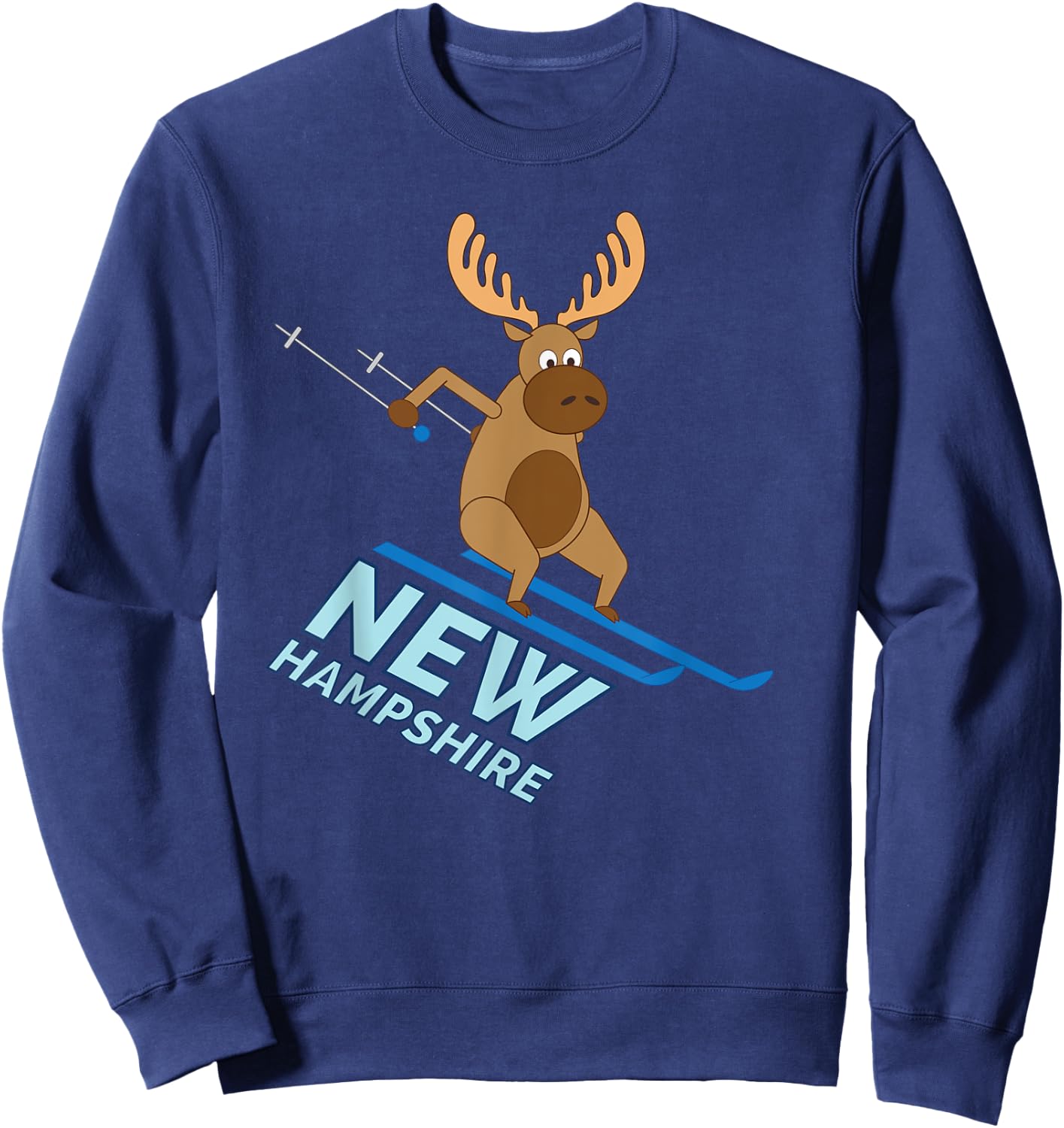 New Hampshire | NH Skiing Moose Winter Shirt Sweatshirt - Sweatshirt | Navy