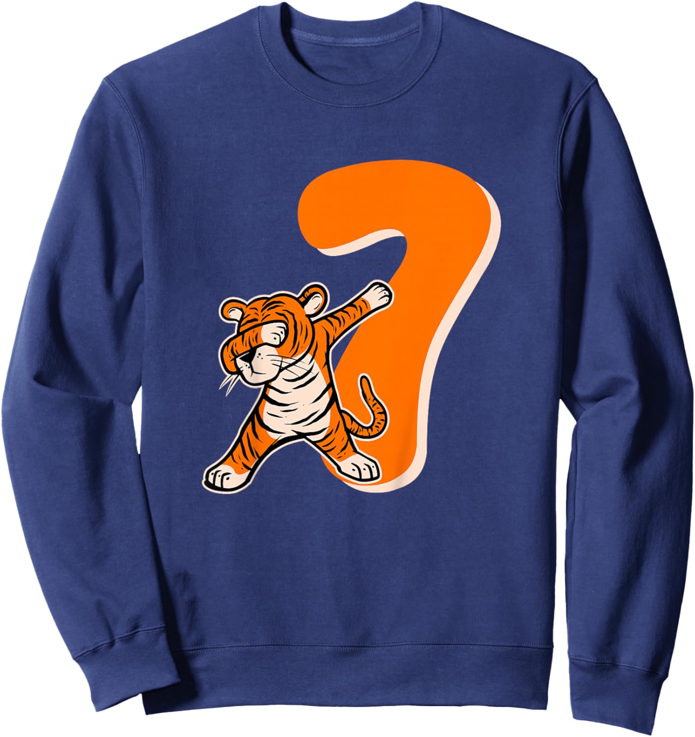 Kids 7th Tiger Birthday Party 7 Year Old Boy Tiger Birthday Sweatshirt - Sweatshirt | Navy