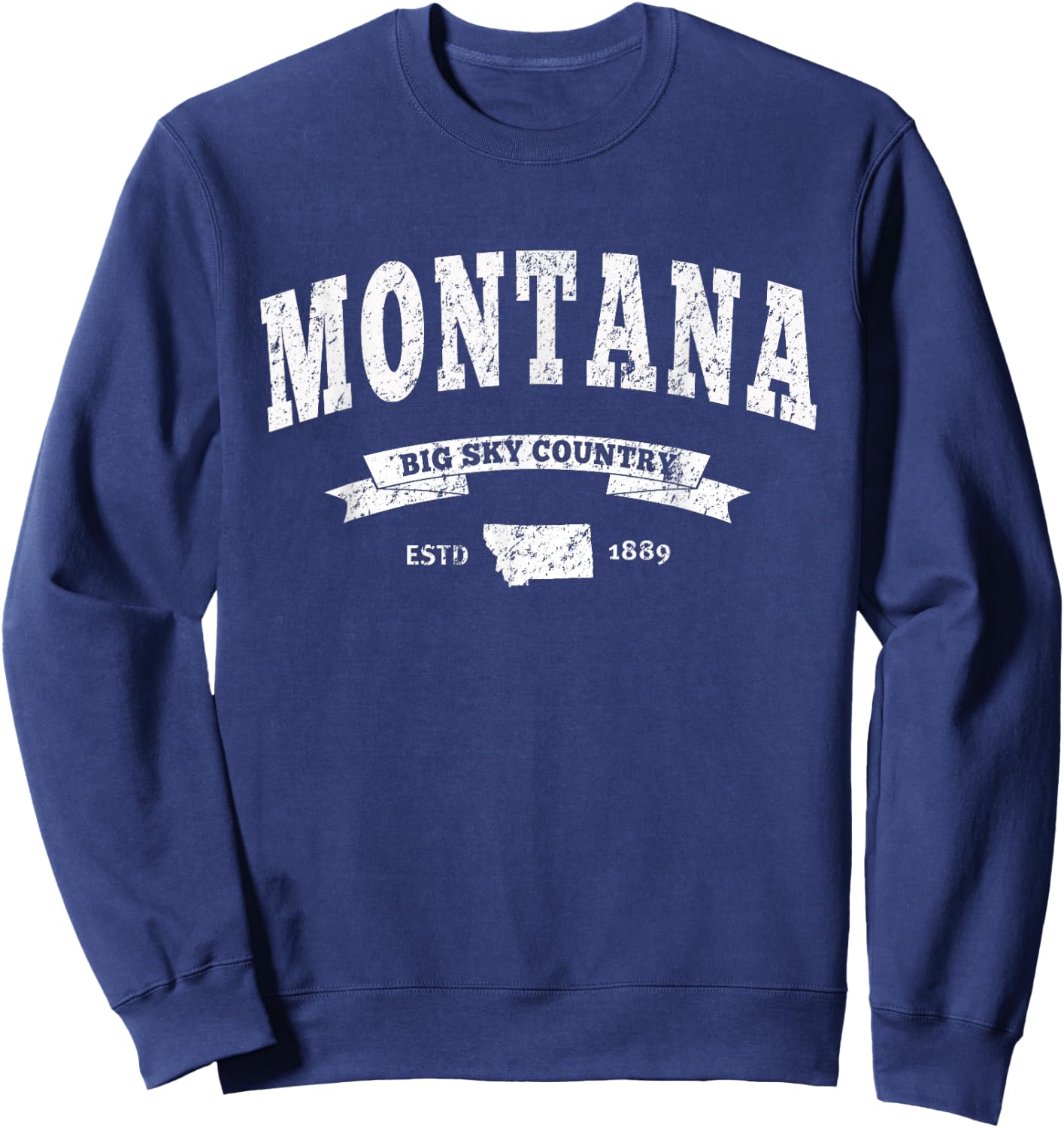 Vintage Montana Shirt Distressed MT Big Sky Country Sweatshirt - Sweatshirt | Navy