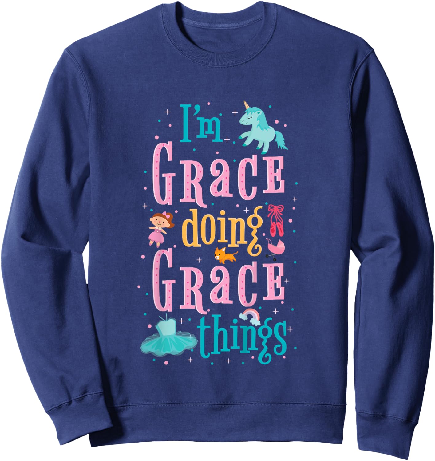 Cute shirt for kids or toddlers named Grace Sweatshirt - Sweatshirt | Navy