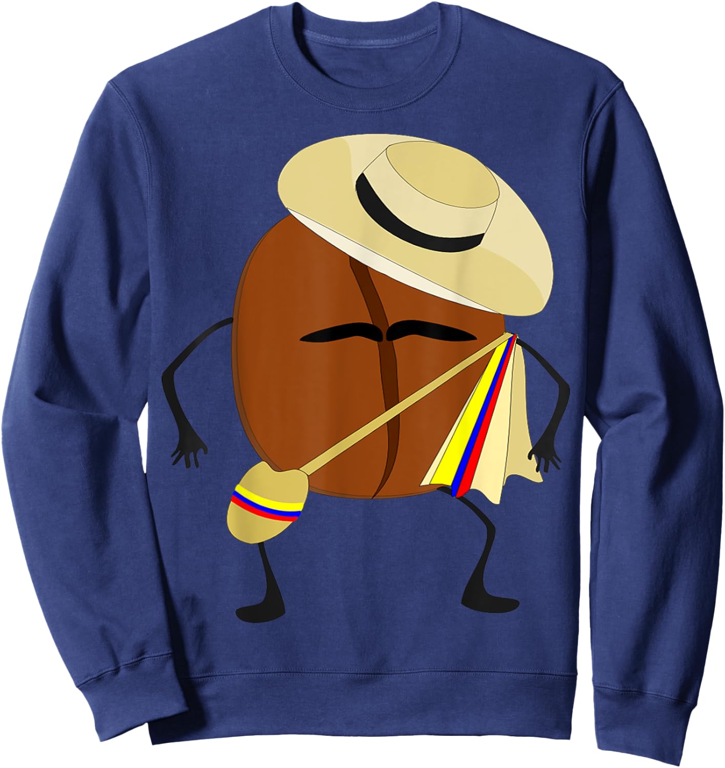 Colombian Coffee Bean Guy , traditional folk clothes Sweatshirt - Sweatshirt | Navy