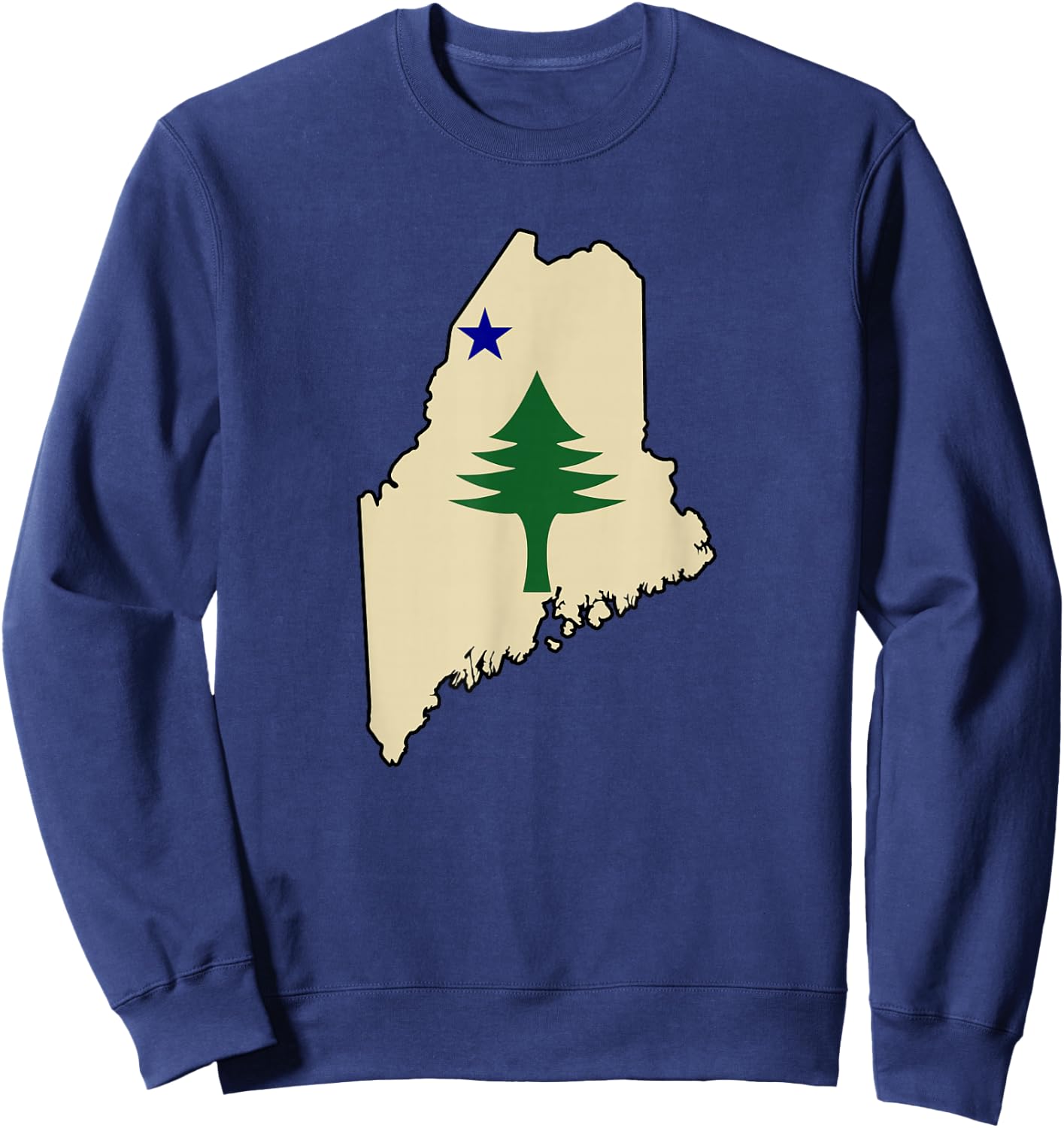 Old Maine State Flag 1901 Pine Tree Star Sweatshirt - Sweatshirt | Navy