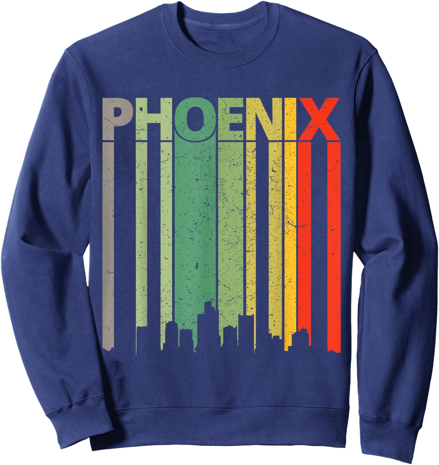 Phoenix Shirt | 80's Vintage Retro Phoenix Skyline Sweatshirt - Sweatshirt | Navy