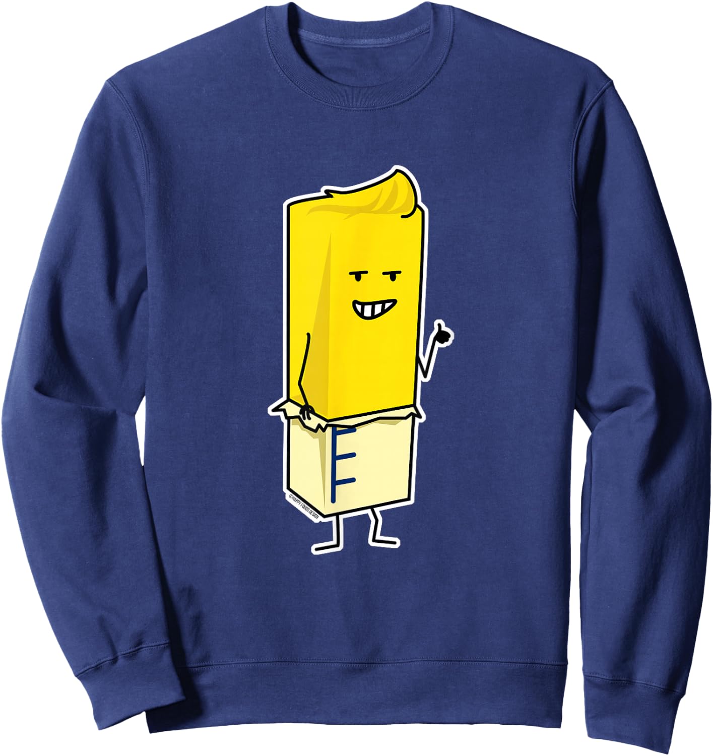 Buttered Buttery Stick of Butter Happy Thumbs Up Sweatshirt - Sweatshirt | Navy