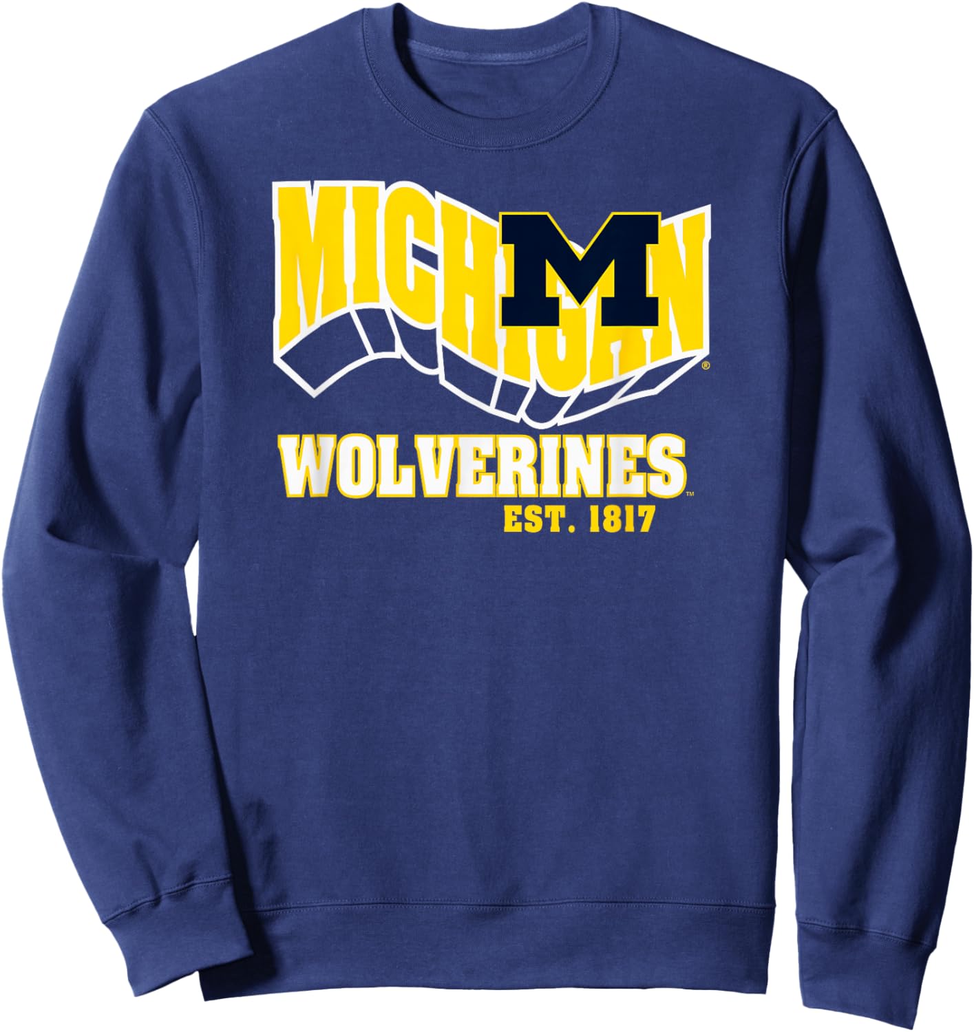 Michigan Wolverines Retro Flashblock Black Sweatshirt - Sweatshirt | Navy