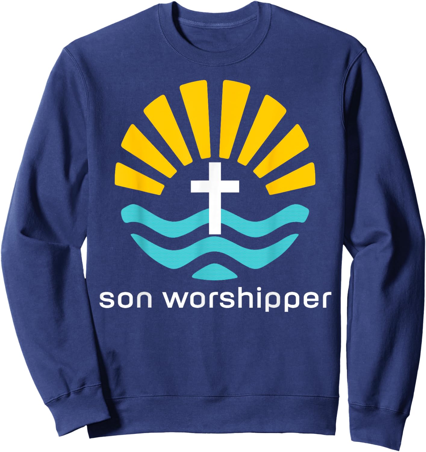 Son Worshipper Surfing Catholic Jesus Calling Beach Sun Fun Women Kids Sweatshirt - Sweatshirt | Navy