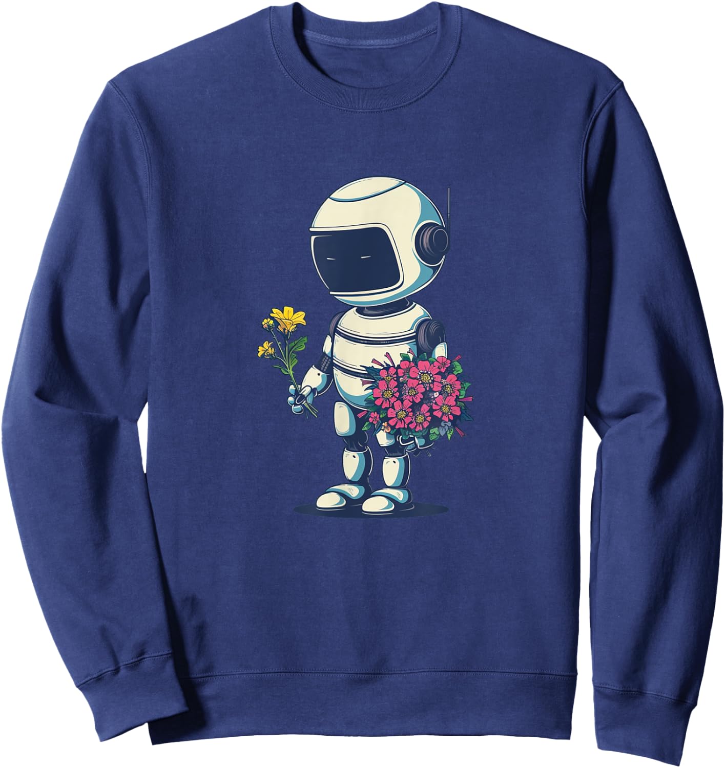 Pretty Robot with Flowers Costume for Man and Woman Sweatshirt - Sweatshirt | Navy