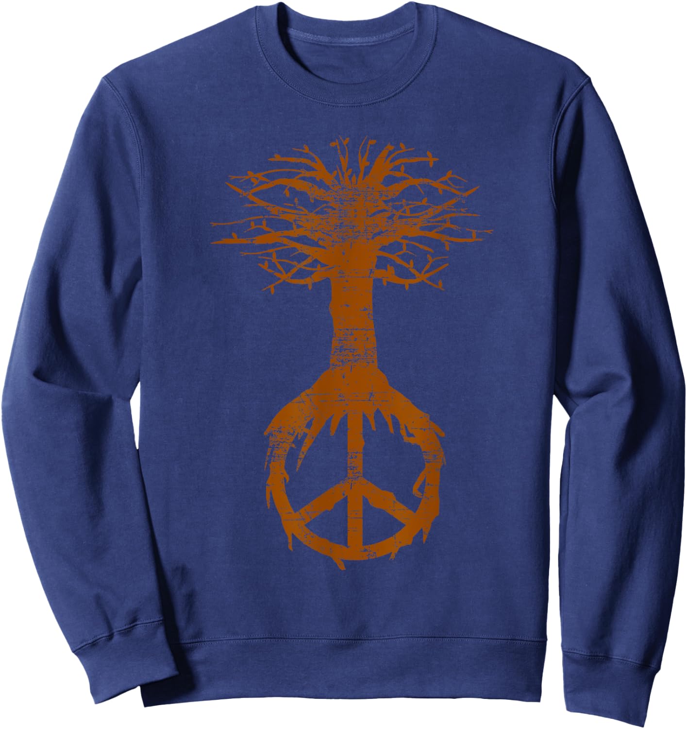 Hippie Tree Peace Sign Shirt | Cute Nature Lovers Gift Sweatshirt - Sweatshirt | Navy