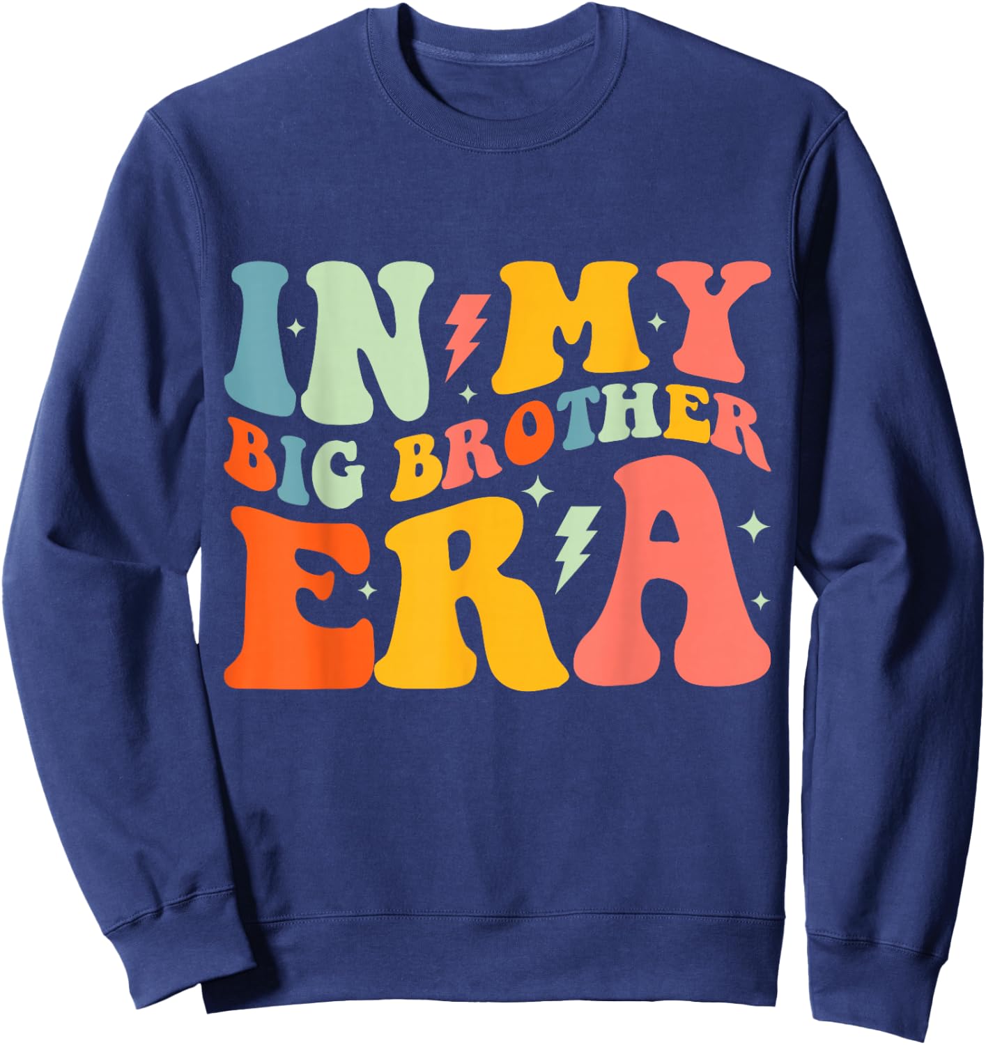 In My Big Brother Era Groovy Funny Big Bro Kids Boys Toddler Sweatshirt - Sweatshirt | Navy