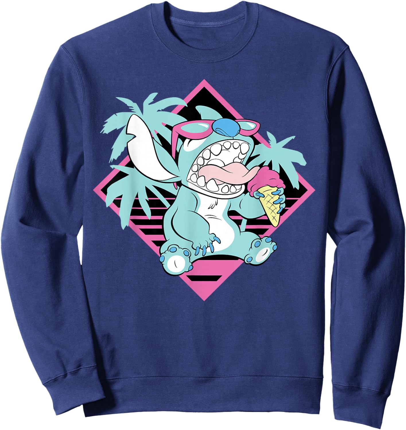 Disney Lilo & Stitch Ice Cream Retro 90s Beach Sweatshirt - Sweatshirt | Navy