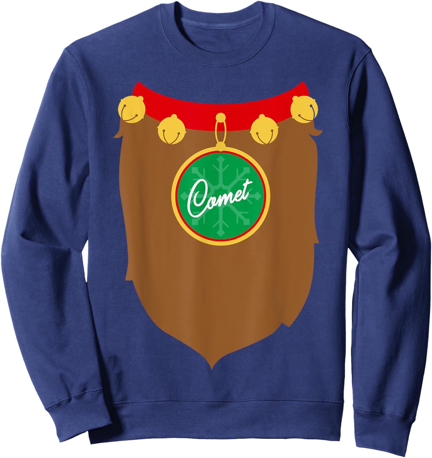 Reindeer Costume Christmas Comet Santa Holiday Gift Sweatshirt - Sweatshirt | Navy