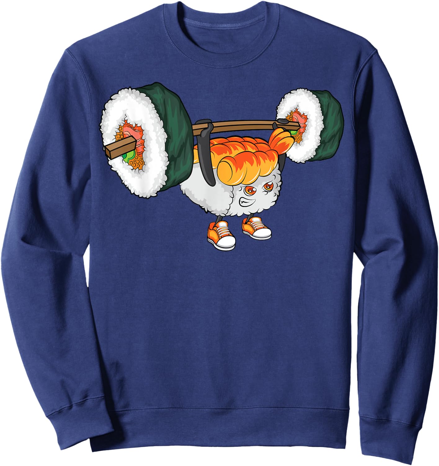 Funny Sushi Weight Lifting Shirt Japanese Food Gym Cute Gift Sweatshirt - Sweatshirt | Navy