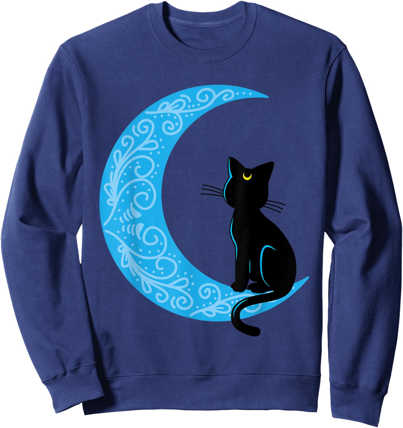Black Cat Crescent Moon Sailor Mom Sweatshirt - Sweatshirt | Navy