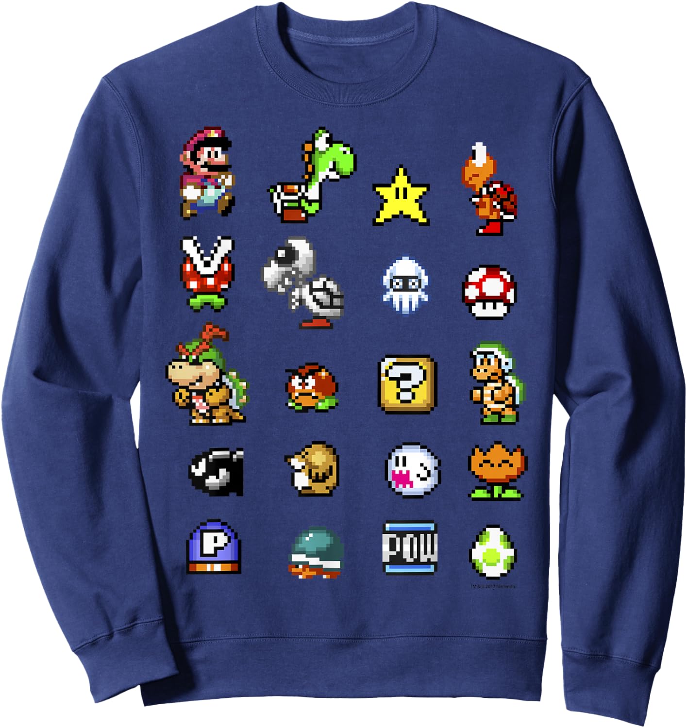 Nintendo Super Mario Friends & Enemies Sprites Sweatshirt - Sweatshirt | Navy