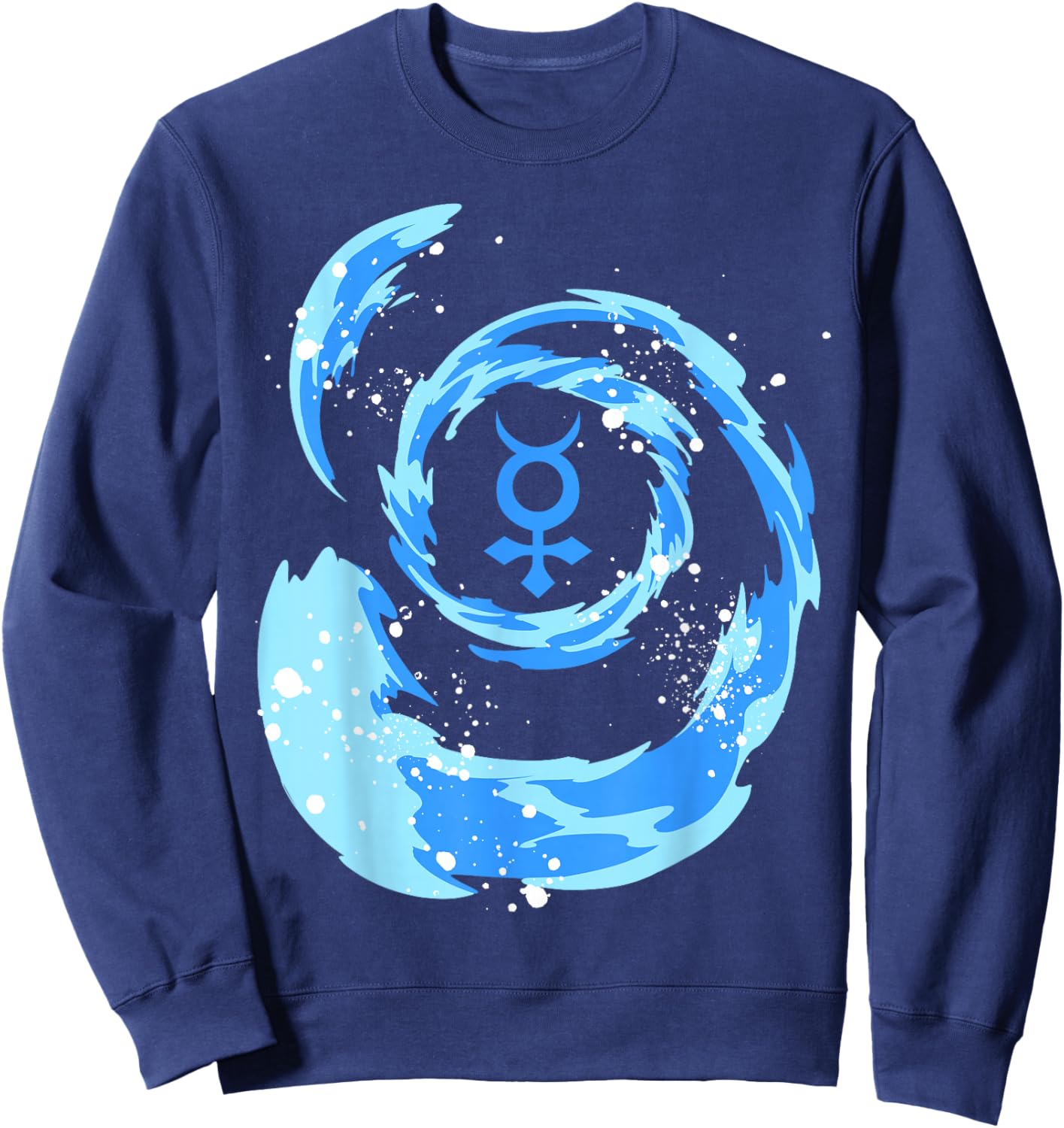 Sailor Anime Water Tsunami Mercury Star Symbol H2O Kawaii Sweatshirt - Sweatshirt | Navy