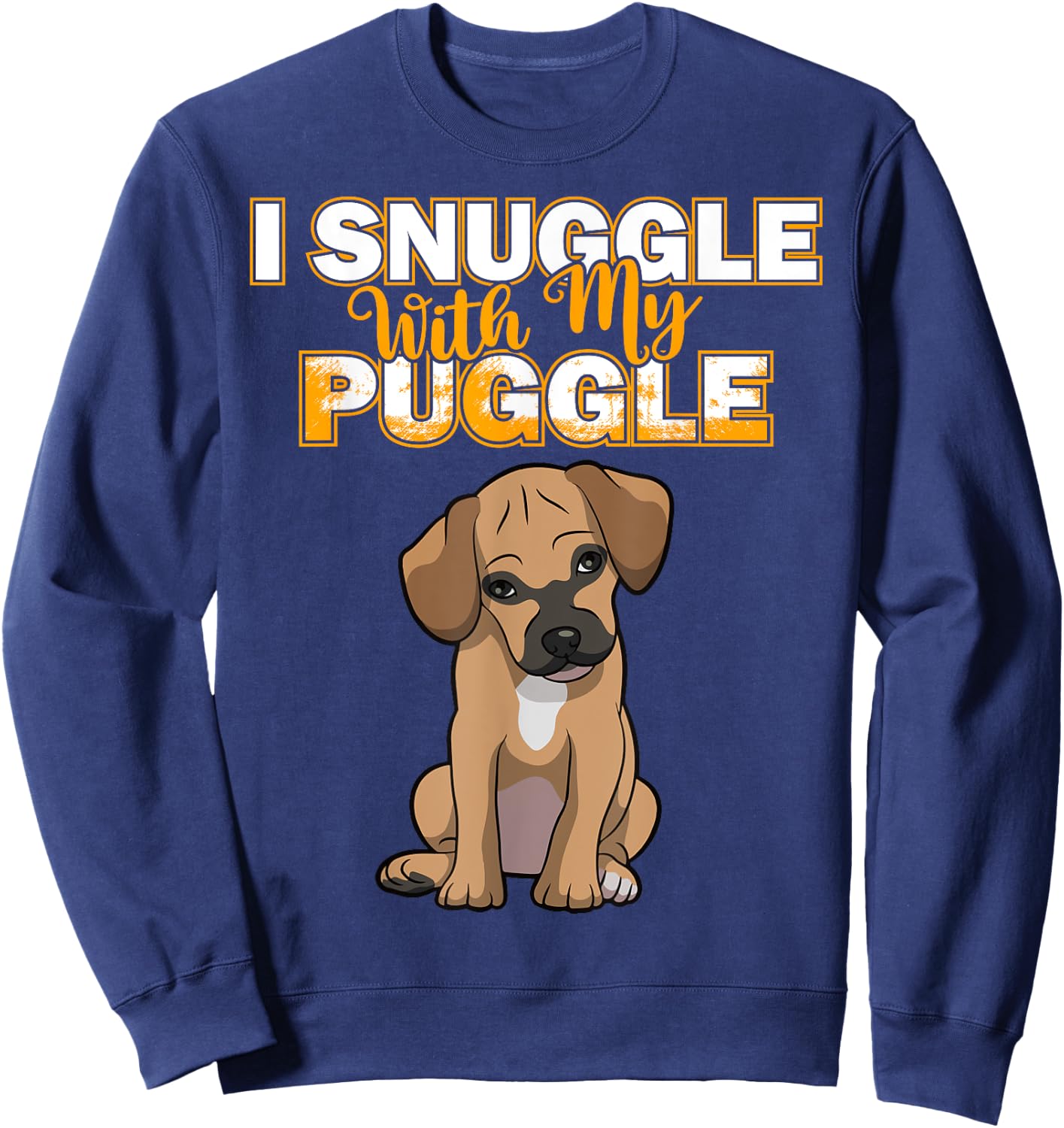 Funny Puggle Shirt Women's Puggle I Snuggle With My Puggle Shirt Black Cartoon Short Sleeve Size Small Sweatshirt - Sweatshirt | Navy