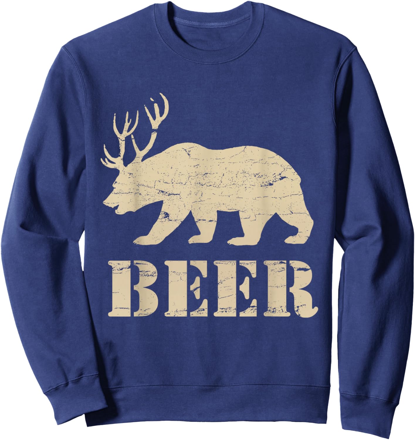 Beer, Bear, Deer, IPA, Pub | Beer, Drinking Sweatshirt - Sweatshirt | Navy