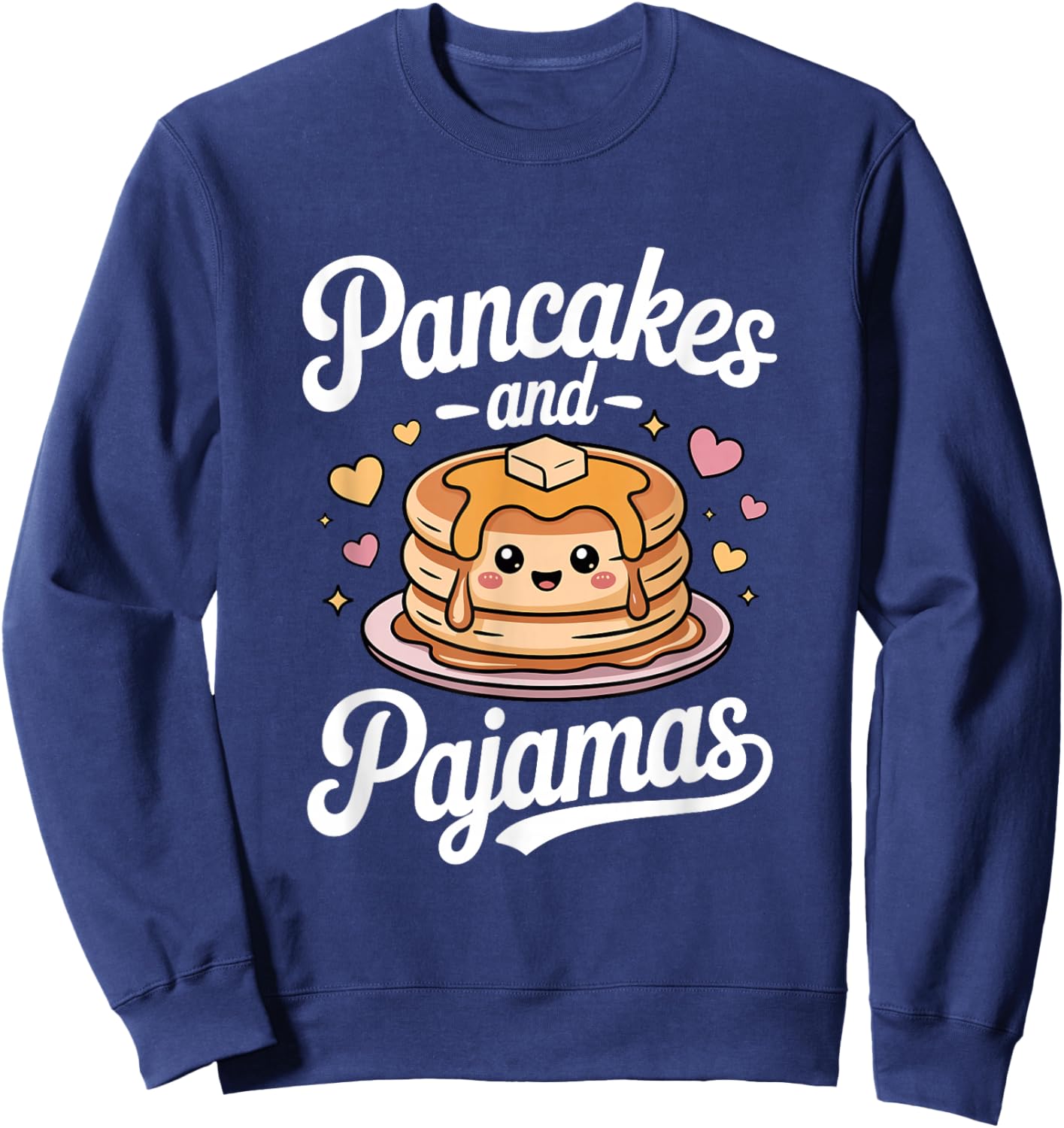Cute Kawaii Pancakes and Pajamas Sleepover Breakfast Lover Sweatshirt - Sweatshirt | Navy