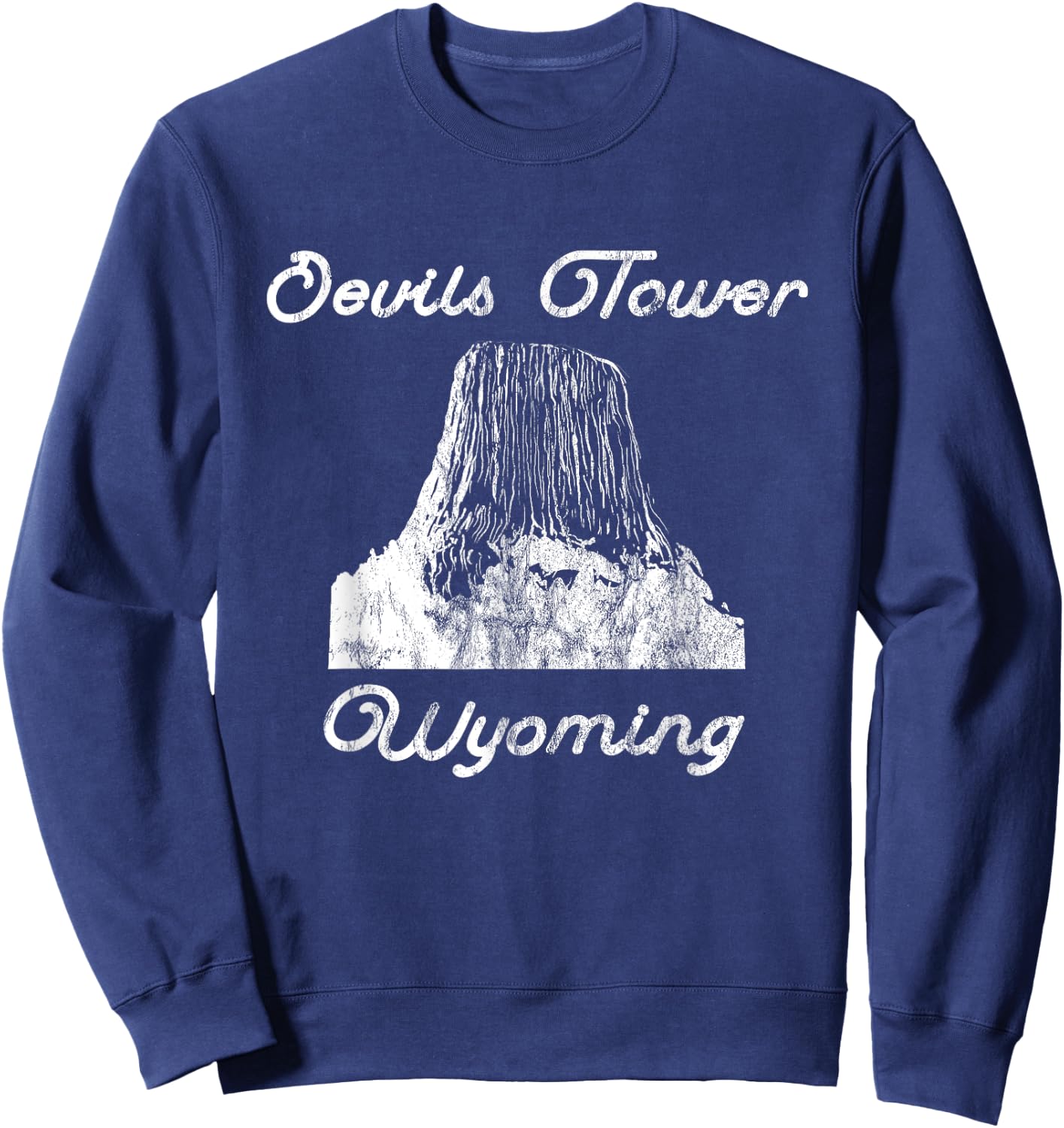 Devils Tower Wyoming National Monument Retro Vintage Sweatshirt - Sweatshirt | Navy