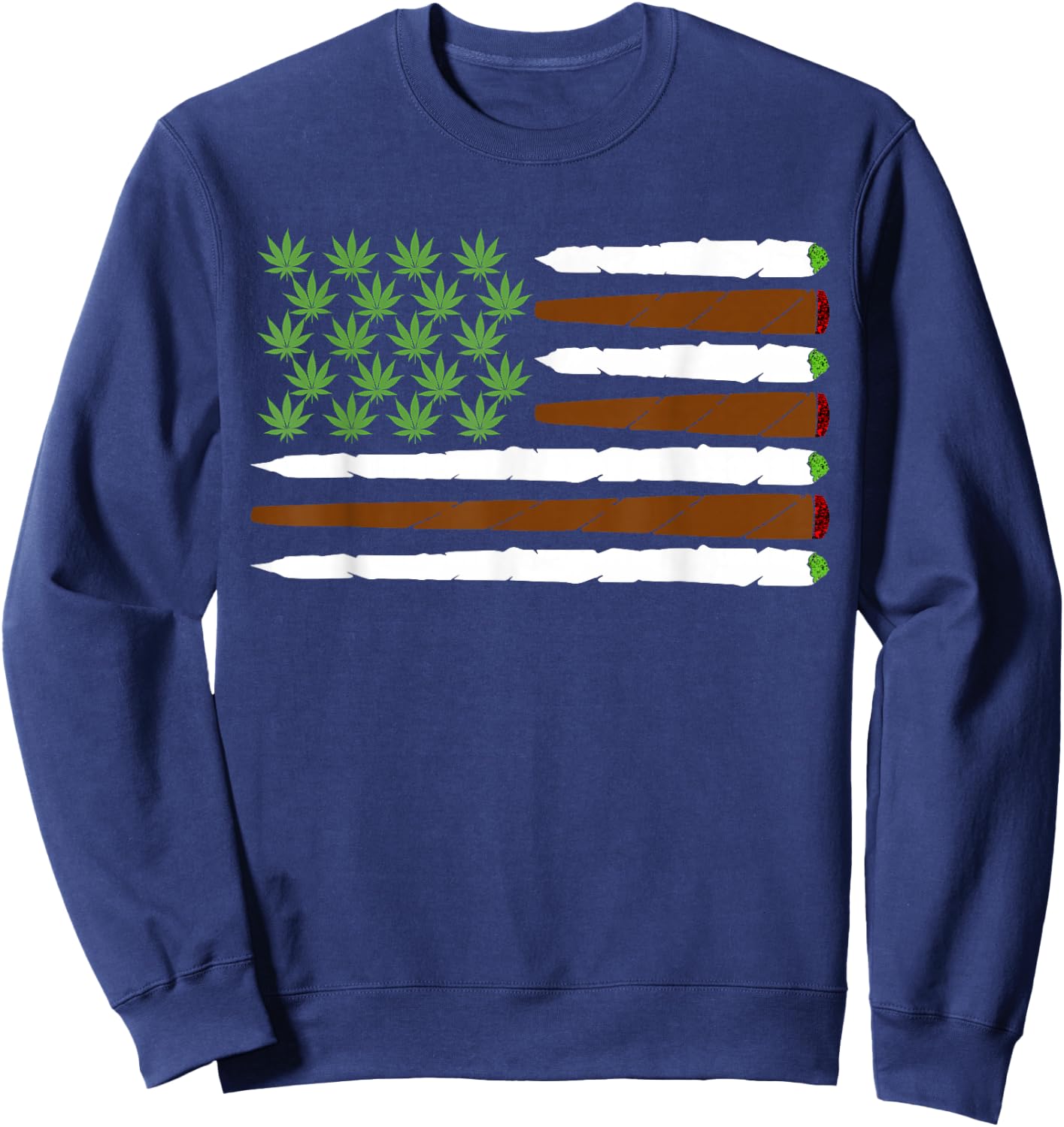 USA Flag Weed Leaf | Fourth of July American Flag Marijuana Sweatshirt - Sweatshirt | Navy