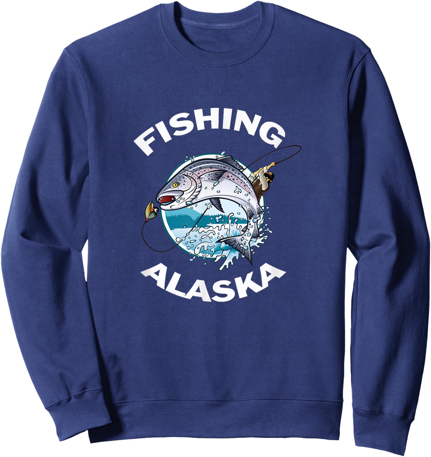 Alaskan Fish Alaska's Wild Salmon Souvenir Fishing Alaska Sweatshirt - Sweatshirt | Navy