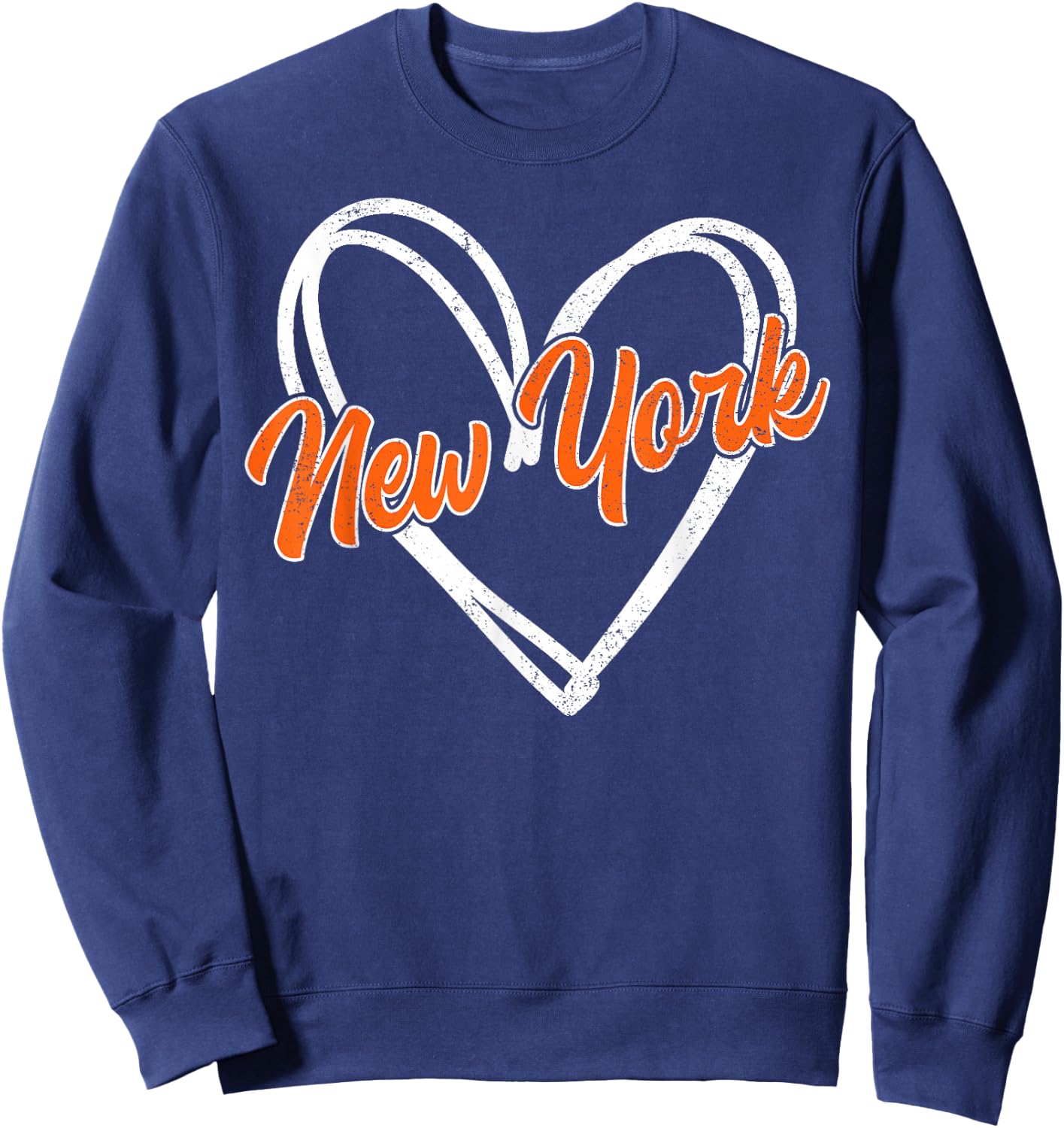 New York - Throwback Design Print - Classic Heart Vintage Sweatshirt - Sweatshirt | Navy