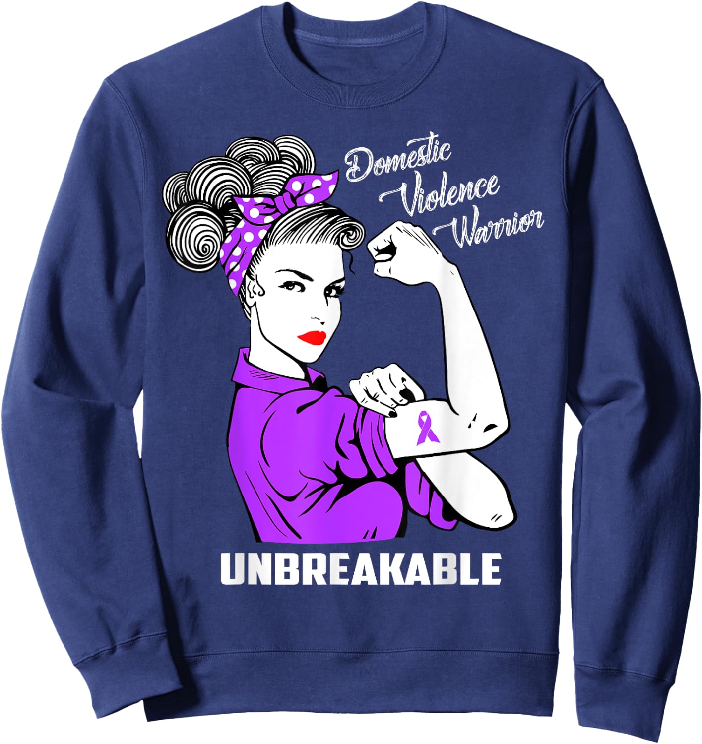 Domestic Violence Warrior Unbreakable Awareness Gift Sweatshirt - Sweatshirt | Navy