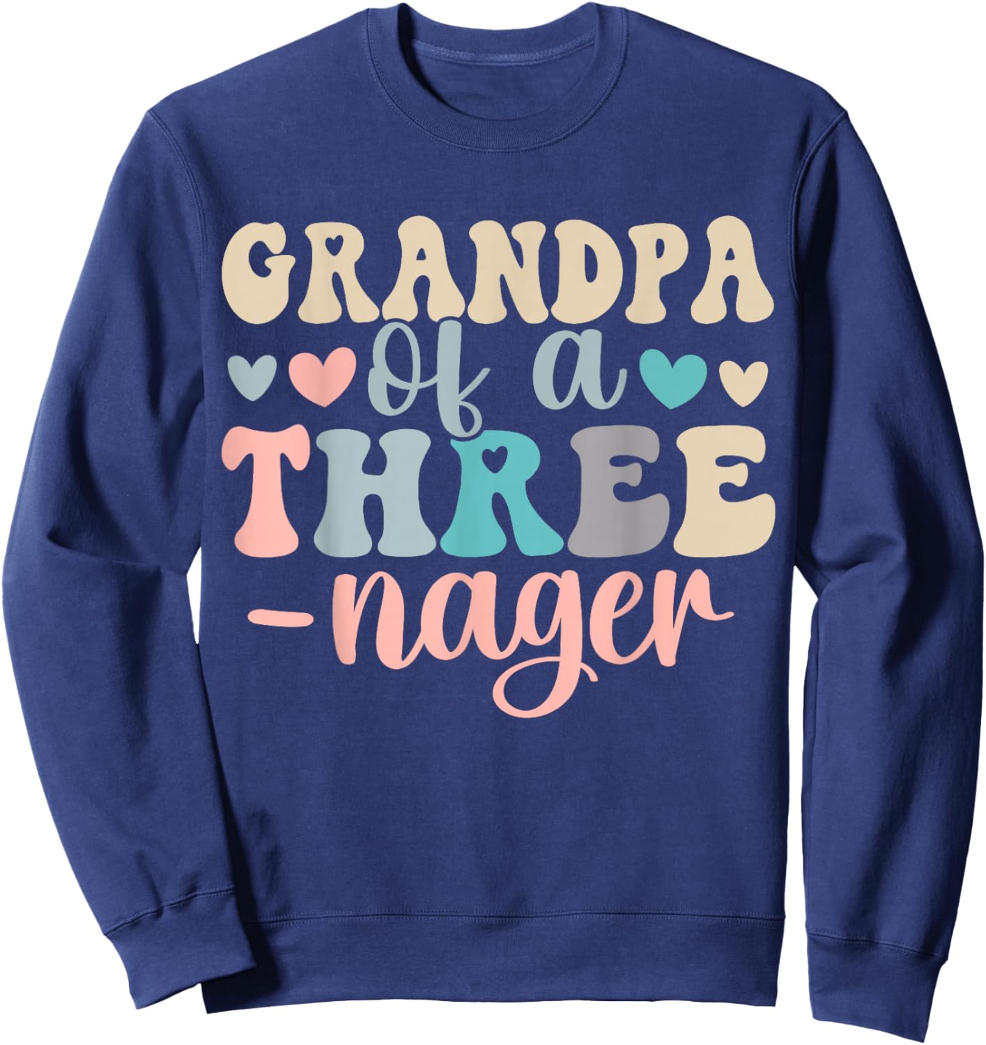 Grandpa of A Threenager 3rd Birthday Matching Family Boho Sweatshirt - Sweatshirt | Navy