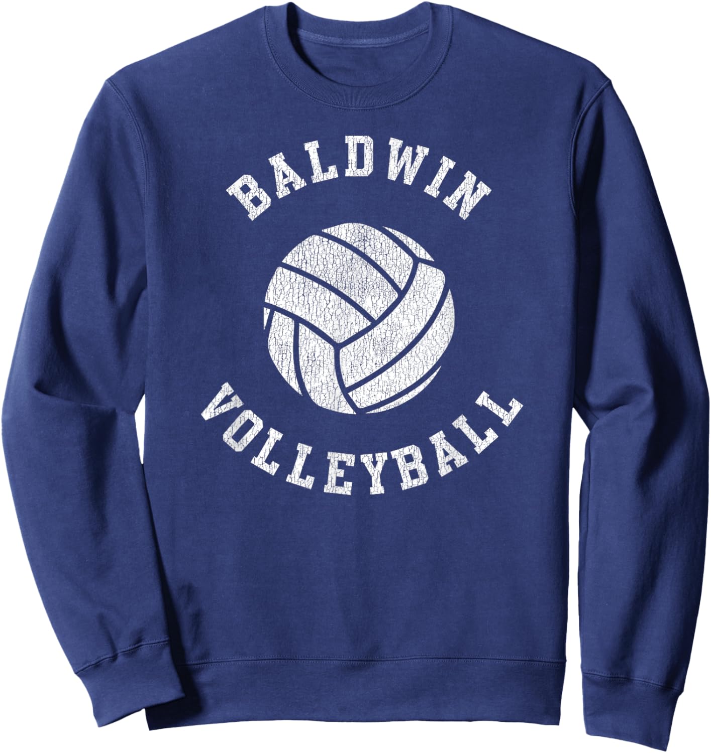 Baldwin Volleyball Retro Distressed Team VB Graphic Sweatshirt - Sweatshirt | Navy
