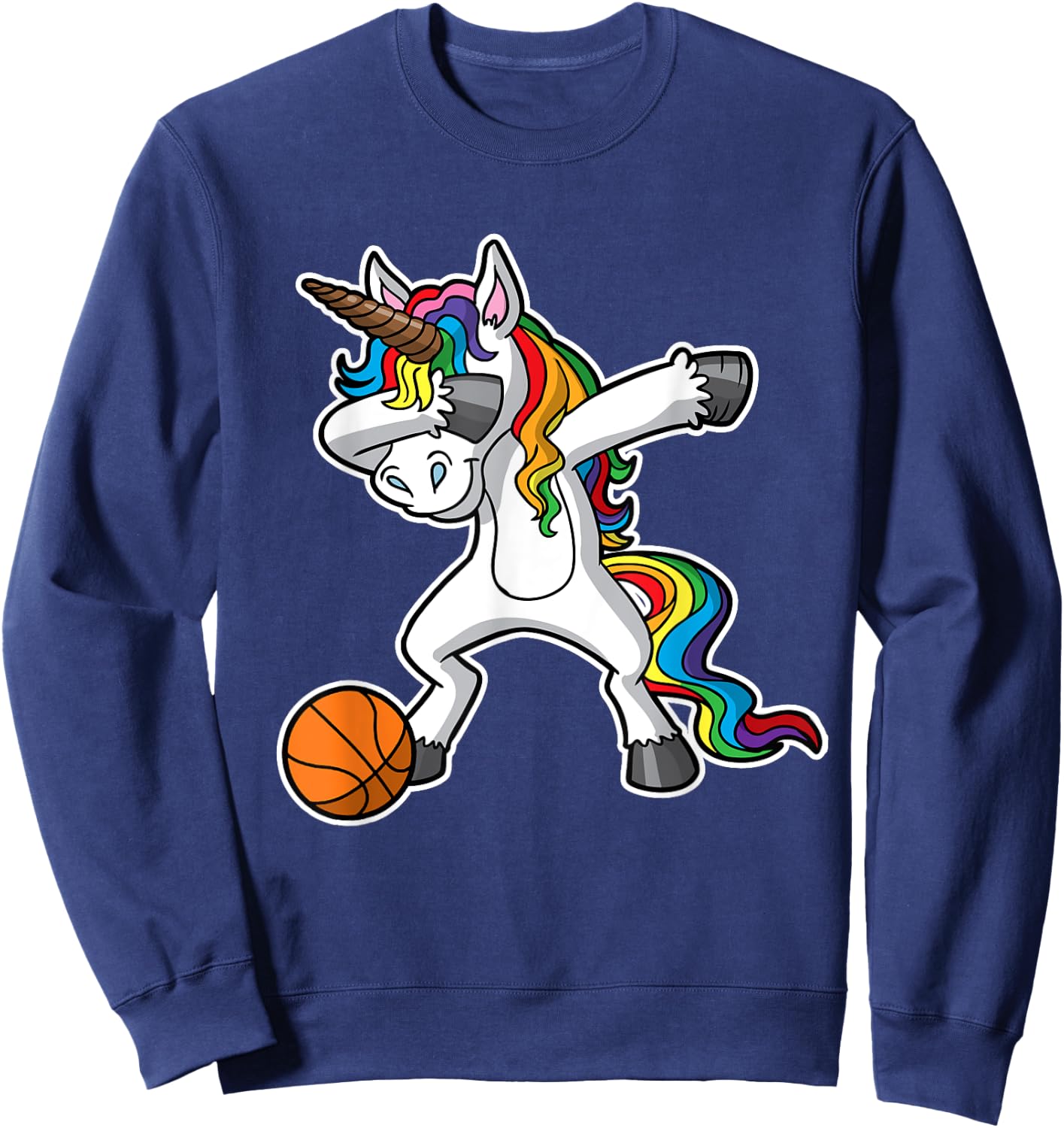 Unicorn Girls Dabbing Basketball Dab Kids Youth Sweatshirt - Sweatshirt | Navy