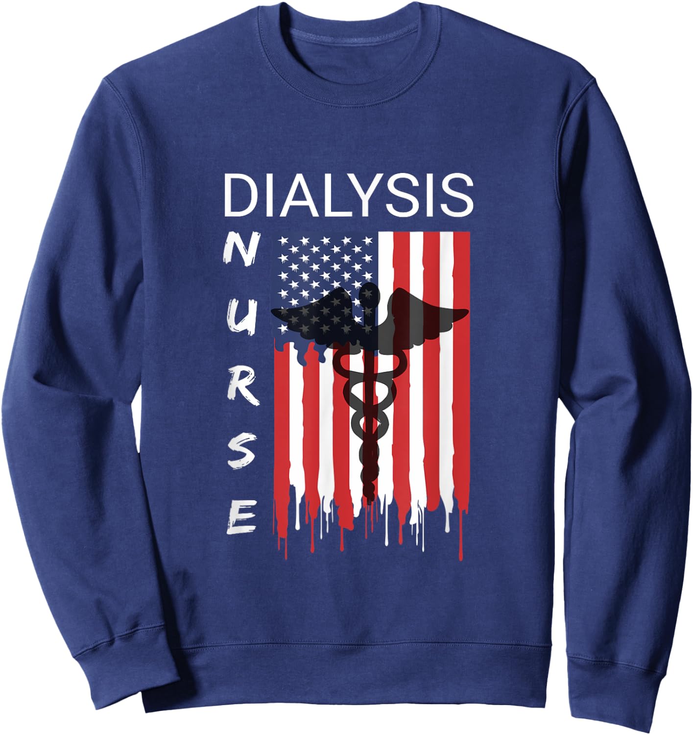 Dialysis Nursing US Flag Patriotic Nephrology Nurse Shirt Kids Men Sweatshirt - Sweatshirt | Navy