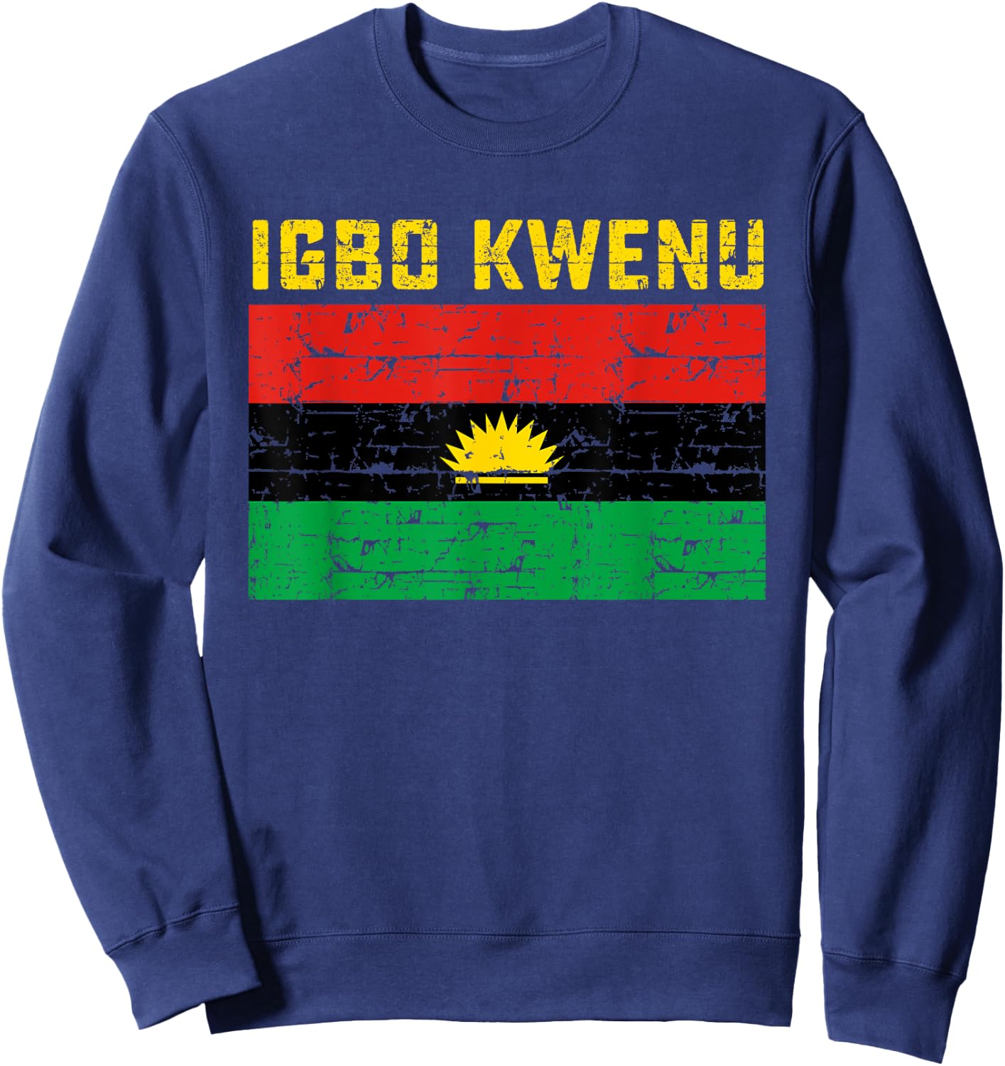Igbo Kwenu Biafra Biafran Flag Design - Women's Adults Classic Fit Short Sleeve Small Black Polyester 100% Modern Flag Sweatshirt - Sweatshirt | Navy