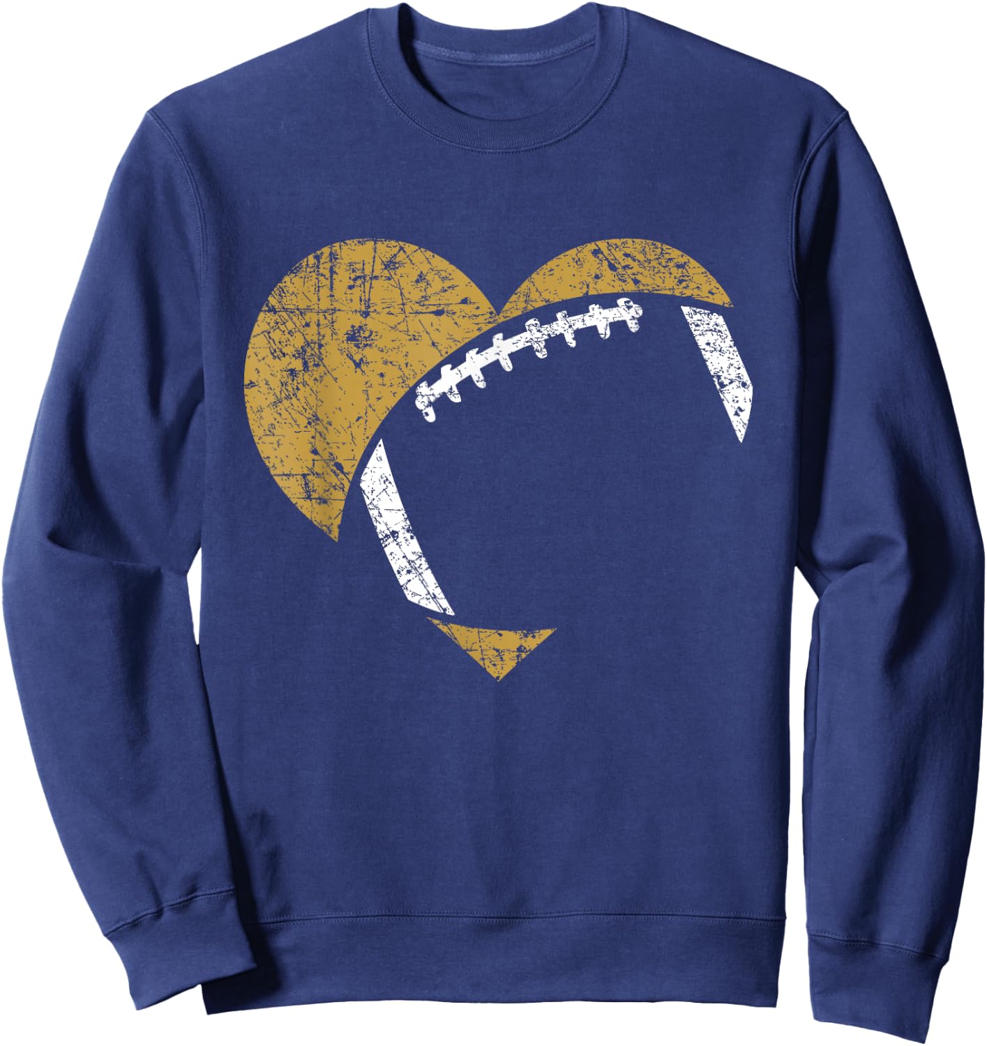 Football Heart Cutout Gold White Team Game Gift Sweatshirt - Sweatshirt | Navy