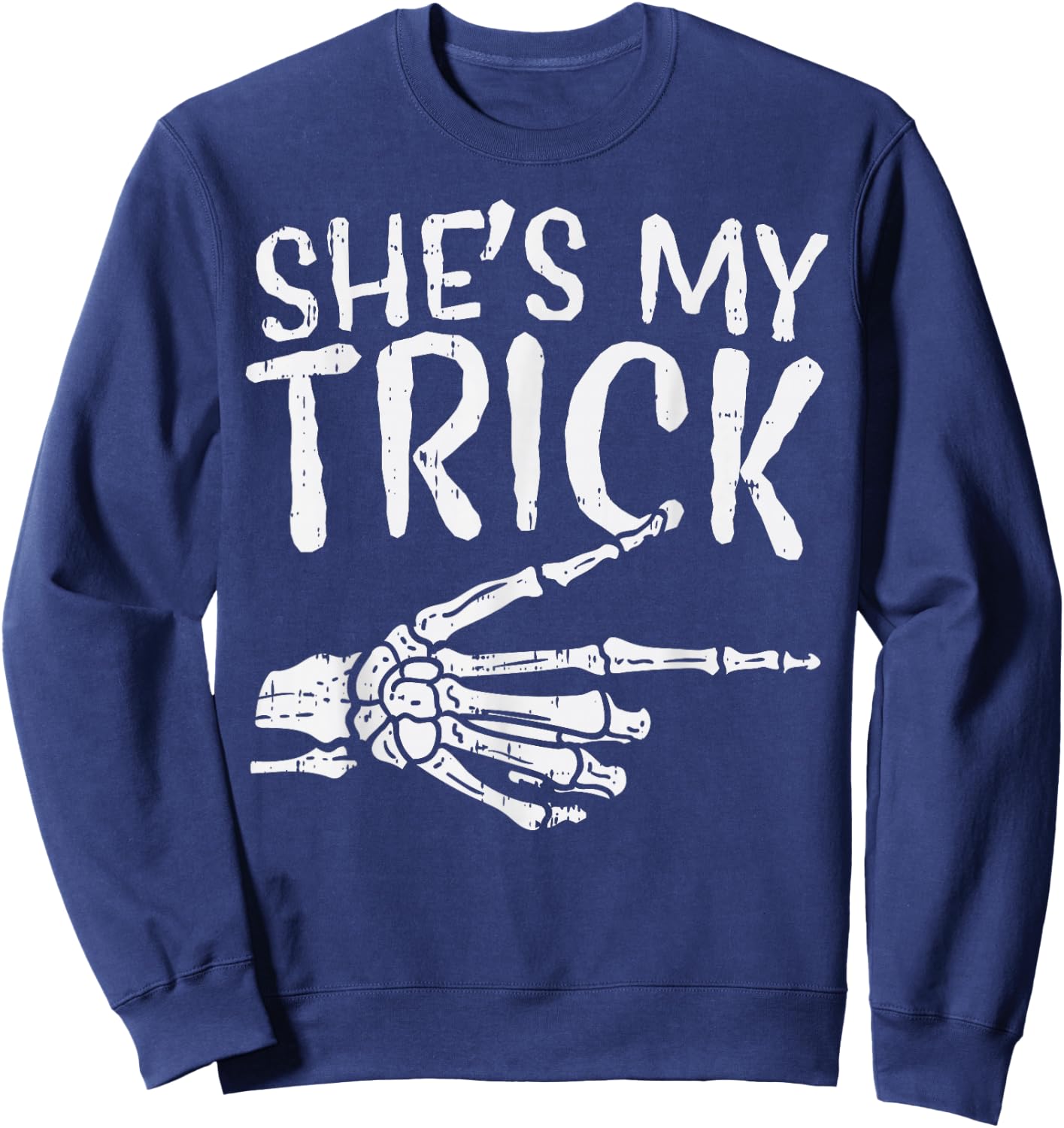 Shes My Trick Matching Couple Halloween Costume Boyfriend Sweatshirt - Sweatshirt | Navy