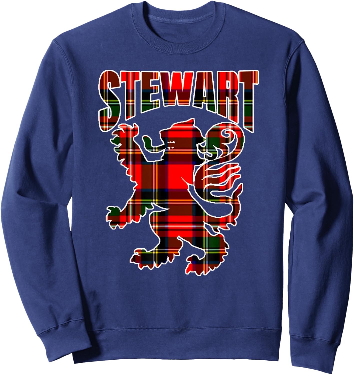 Stewart Clan Kilt Tartan Lion Namesake Scottish Sweatshirt - Sweatshirt | Navy