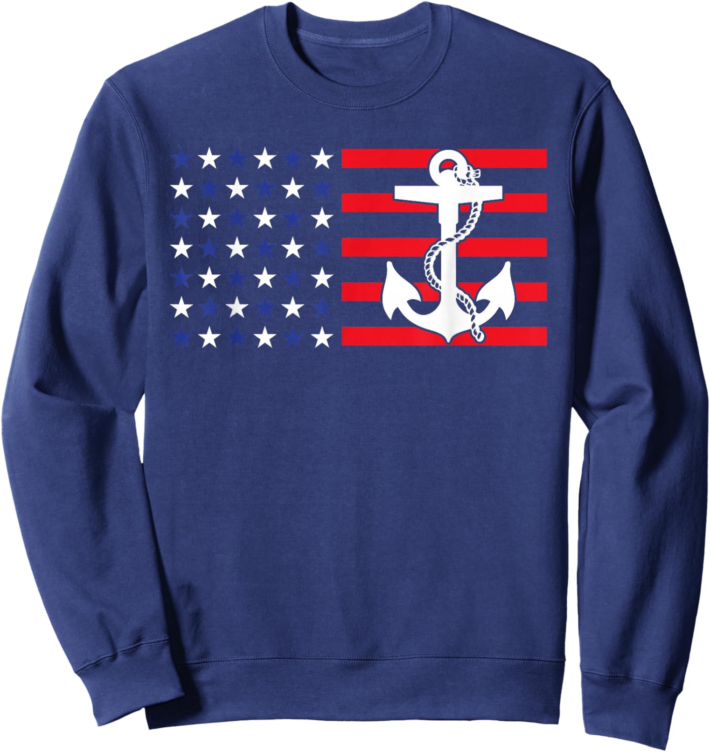 American Flag Anchor Shirt Patriotic Military July Navy USA Sweatshirt - Sweatshirt | Navy