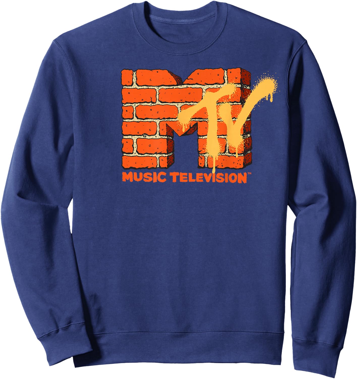 MTV Yellow and Orange Brick Graphic Sweatshirt - Sweatshirt | Navy