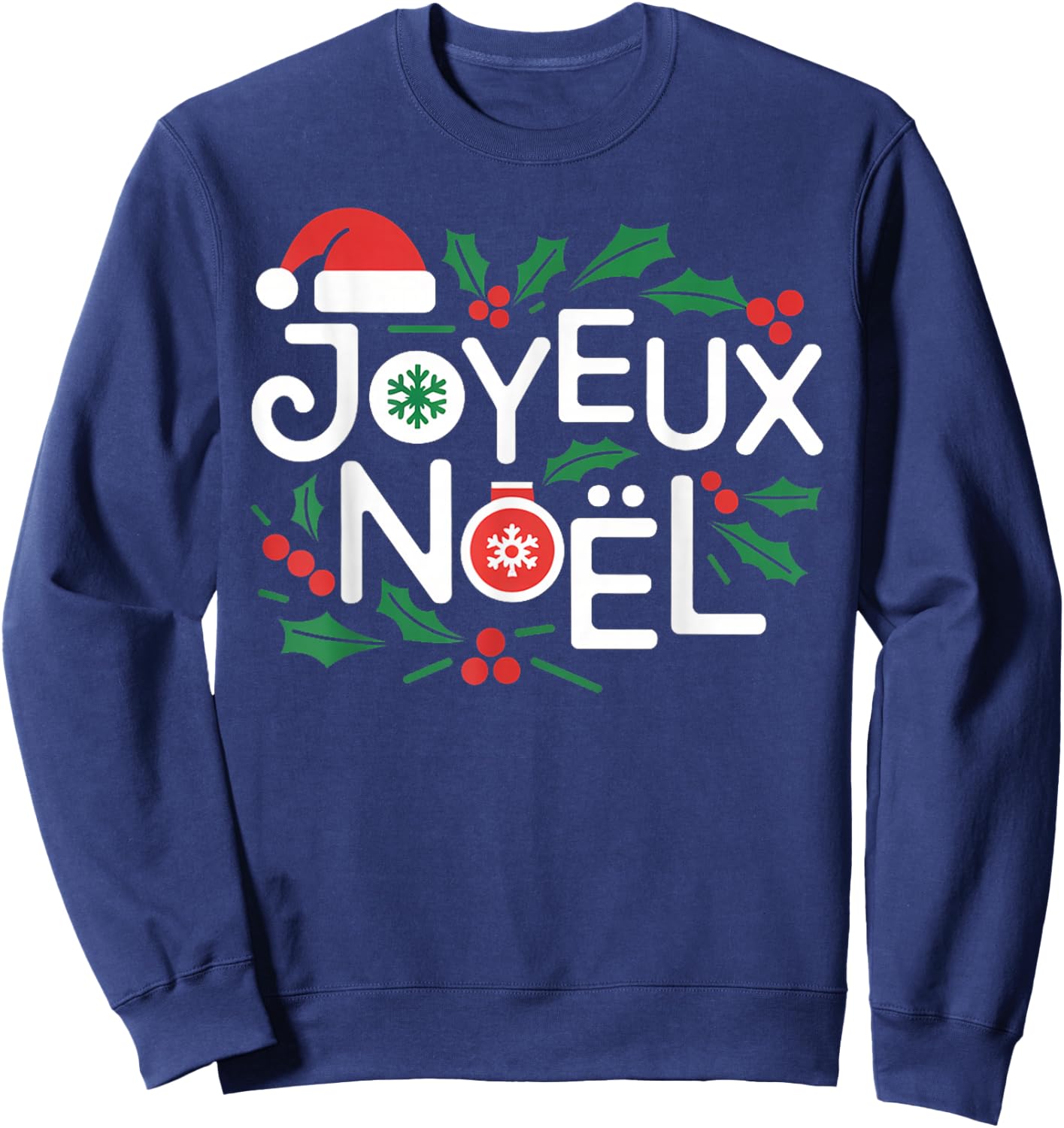 Cute Joyeux Noel Merry Christmas Xmas Holiday French France Sweatshirt - Sweatshirt | Navy