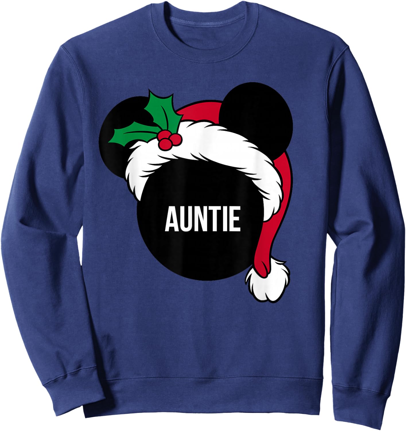 Disney Santa Hat Mickey Christmas Family Matching Auntie Sweatshirt - Sweatshirt | Navy