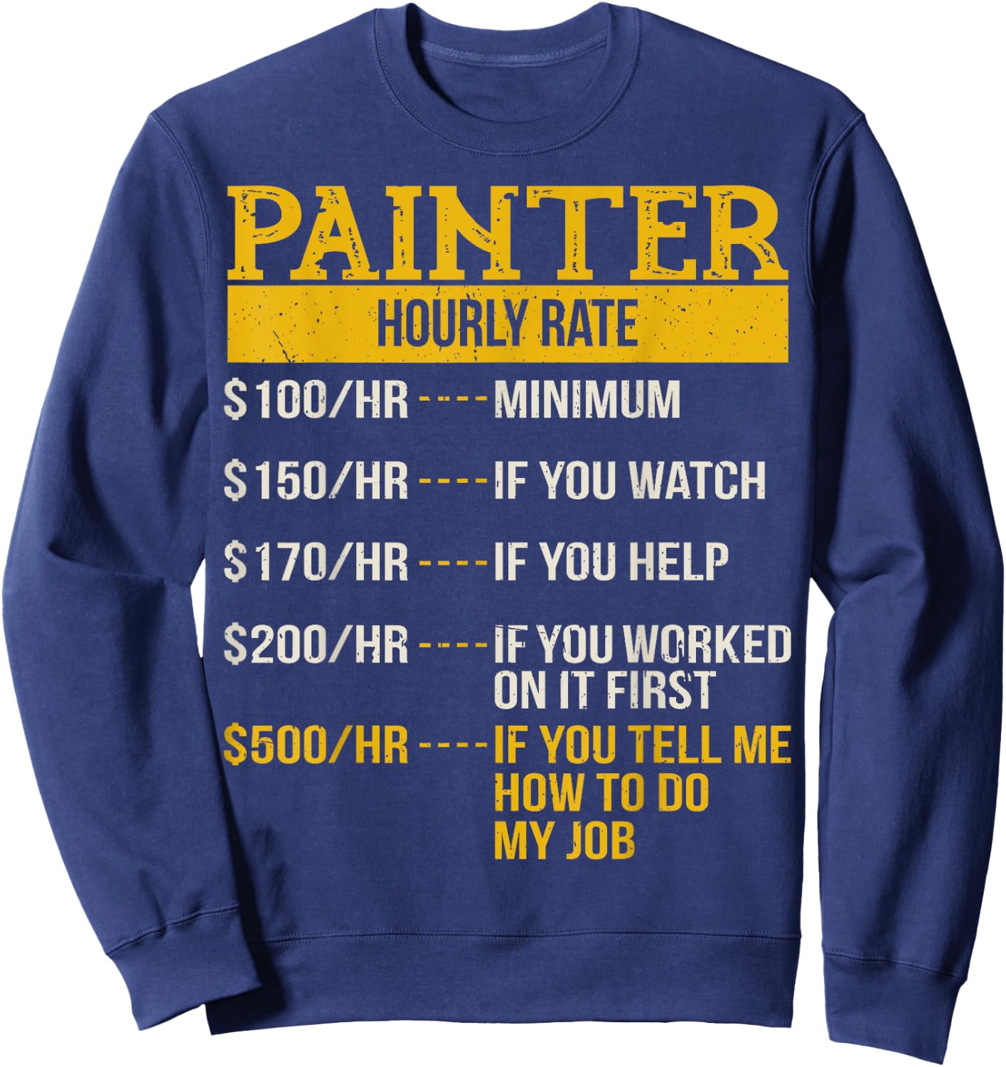 Hourly Rate Shirt for Painters & Decorators Handyman Sweatshirt - Sweatshirt | Navy