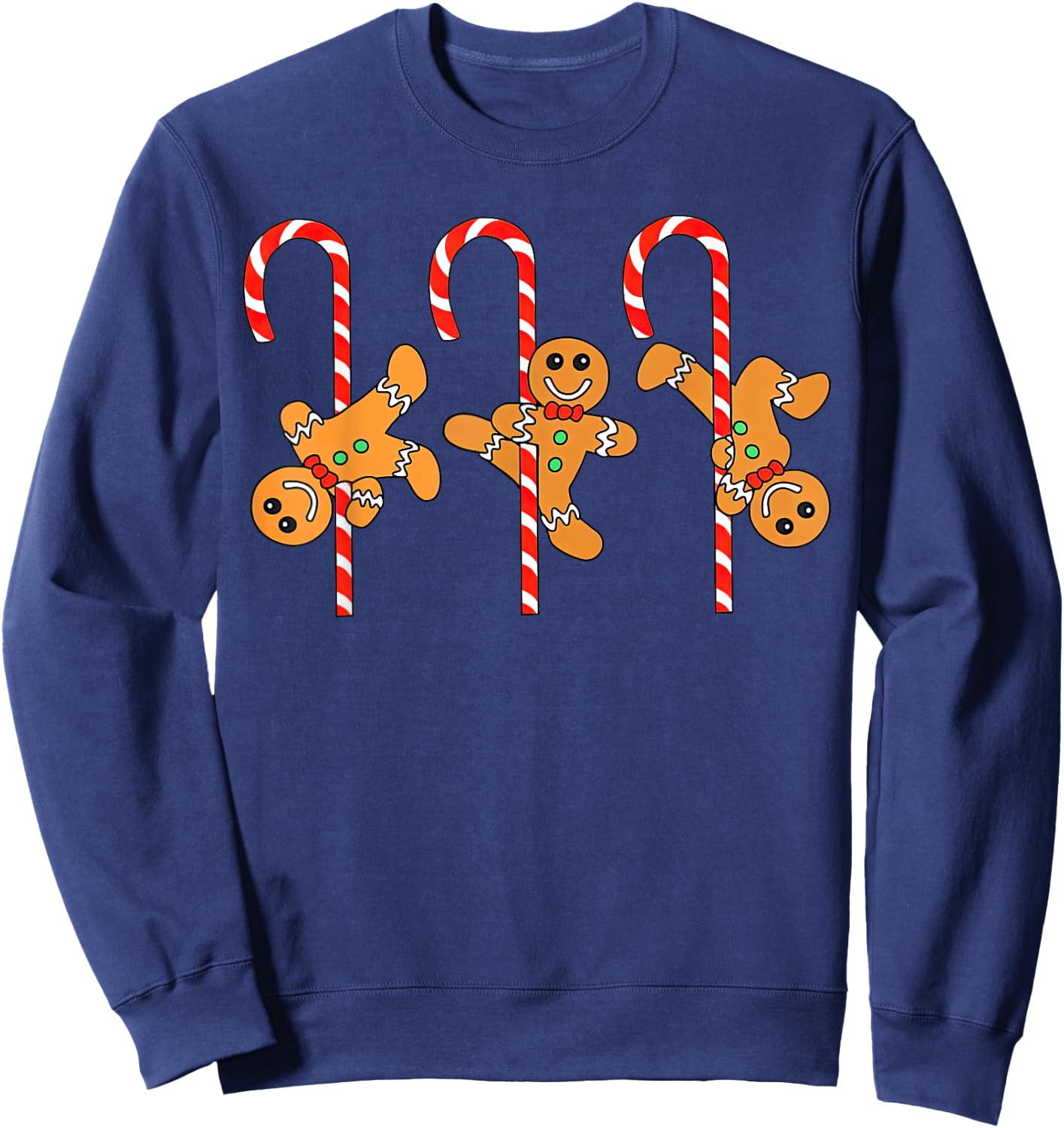 Gingerbread Man Pole Dance Christmas Candy Cane Pole Dancing Sweatshirt - Sweatshirt | Navy