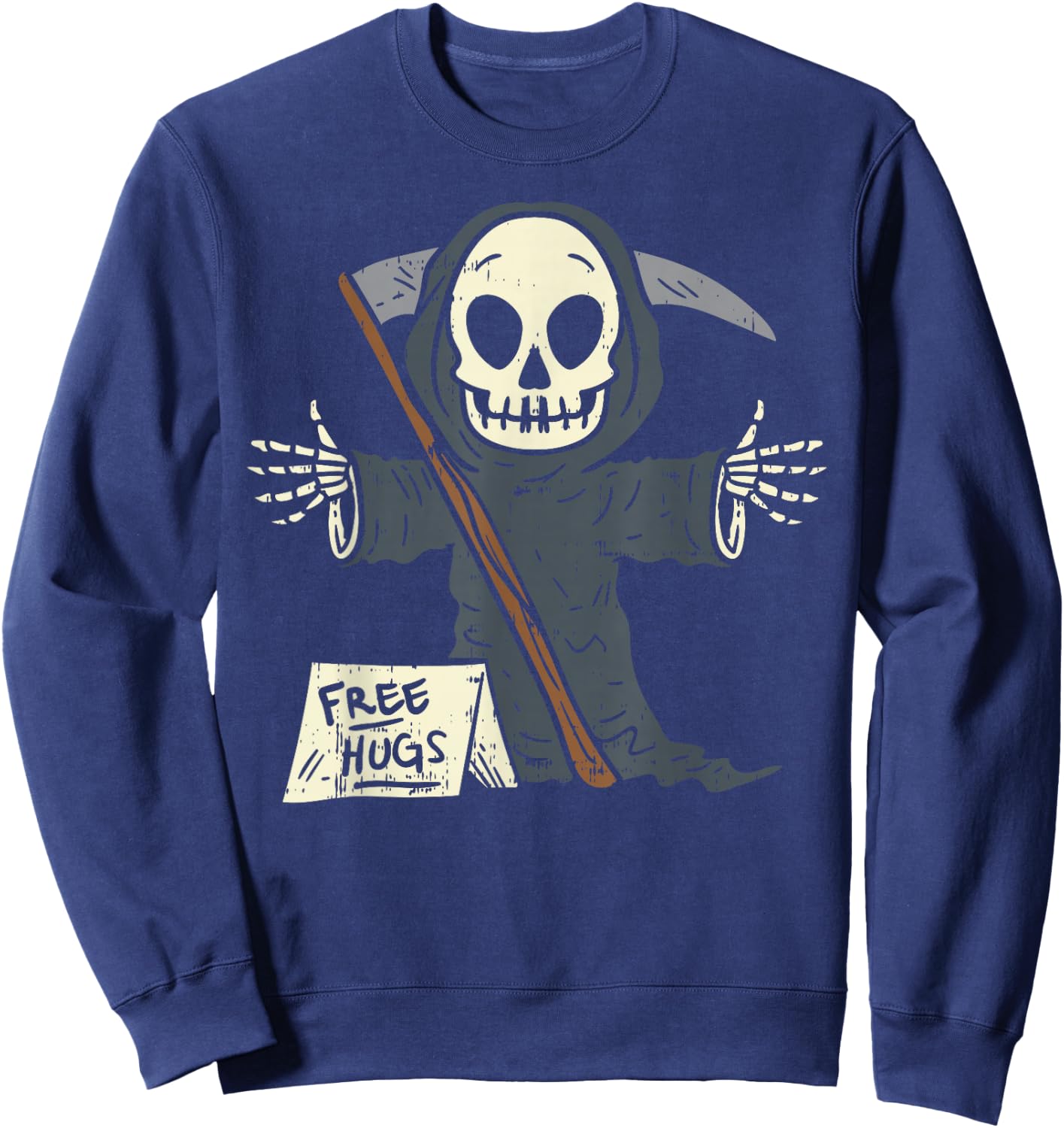 Free Hugs Grim Reaper Funny Pun Scary Halloween Costume Boys Sweatshirt - Sweatshirt | Navy