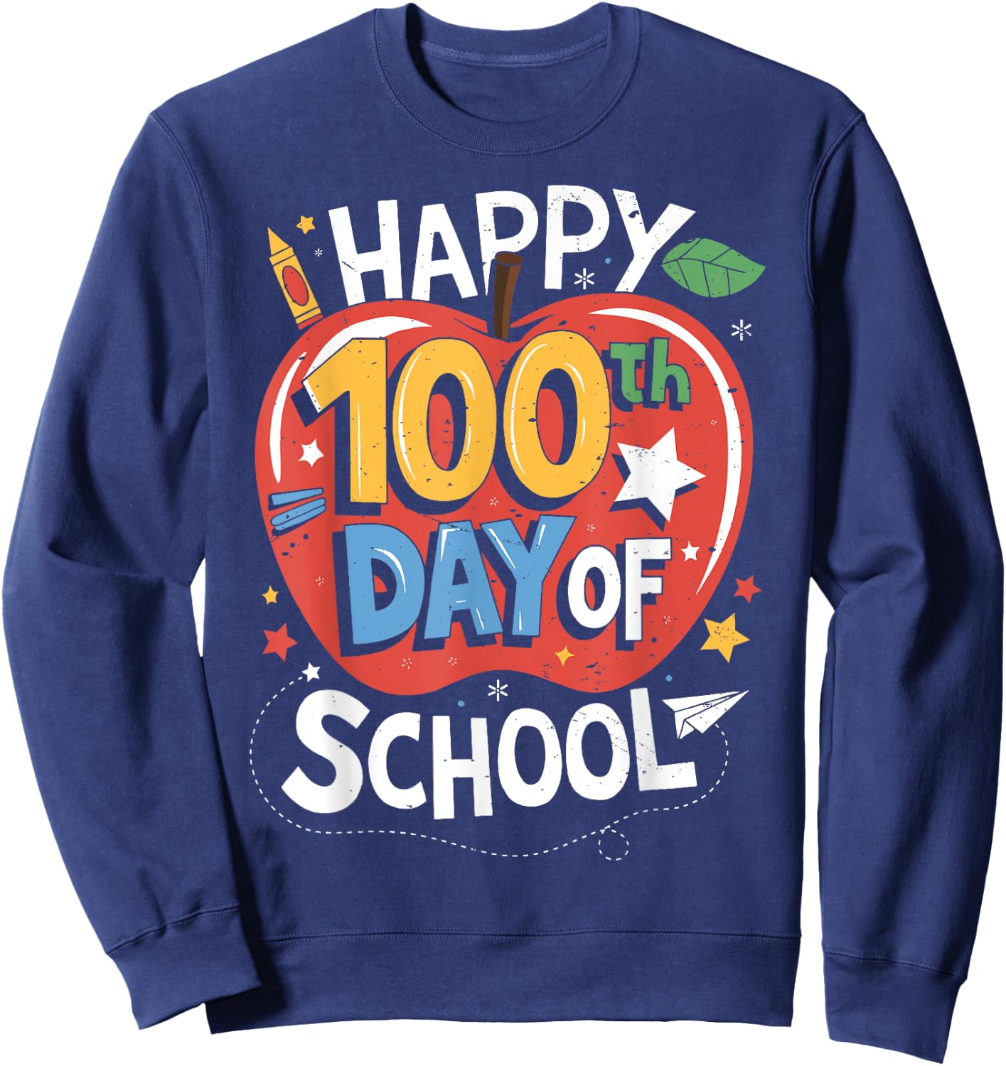 Happy 100th Day Of School Teachers Kids Girls Boys 100th Day Sweatshirt - Sweatshirt | Navy