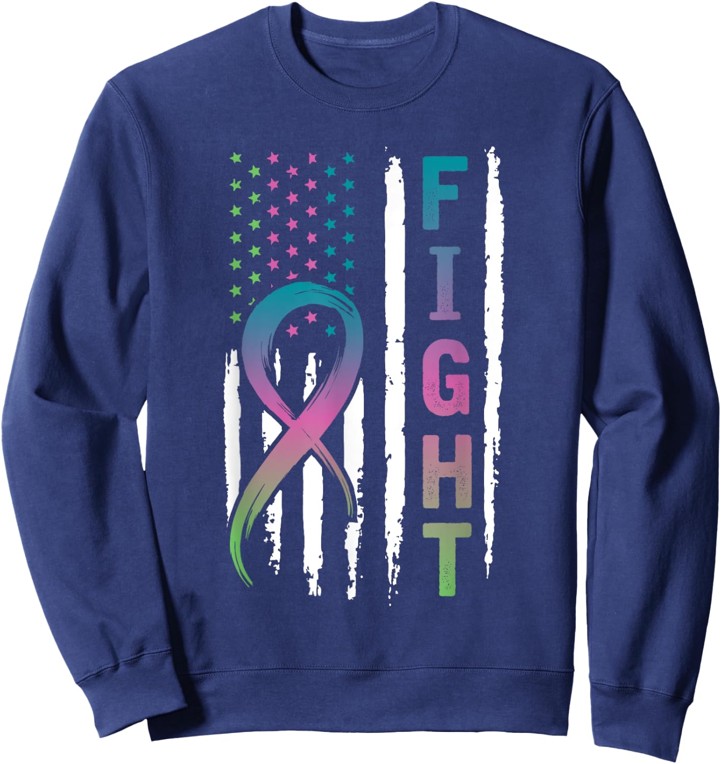 Distressed American Flag Metastatic Breast Cancer Men Sweatshirt - Sweatshirt | Navy