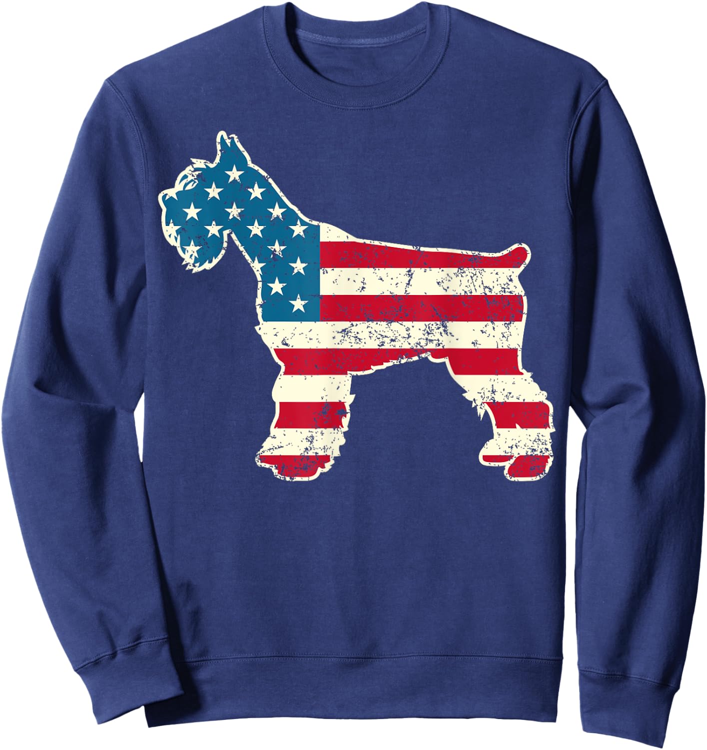 Schnauzer 4th of July Dog Lover Gifts Men USA American Flag Sweatshirt - Sweatshirt | Navy