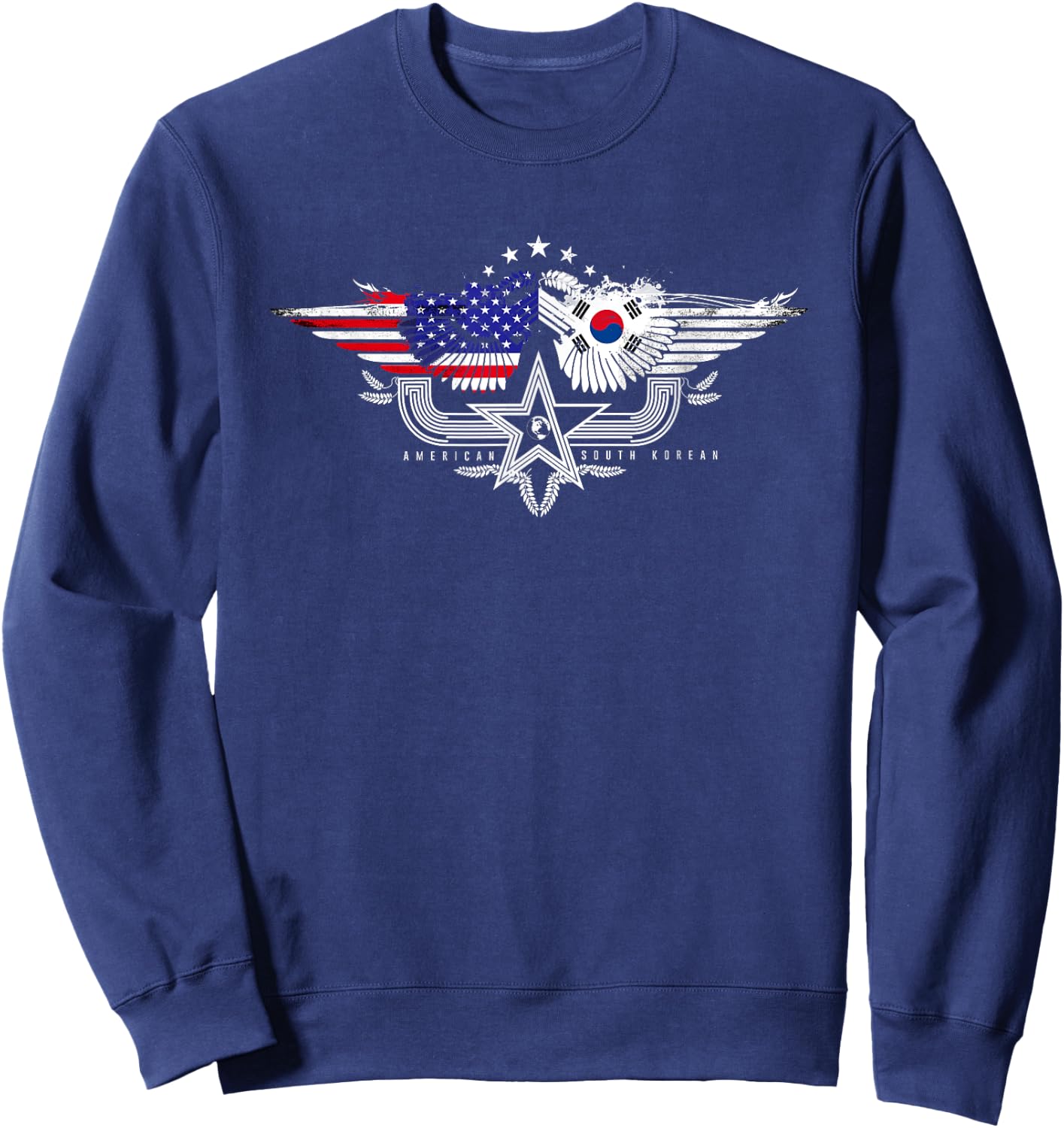 South Korean American Flag T Shirt. South Korea Flag Sweatshirt - Sweatshirt | Navy