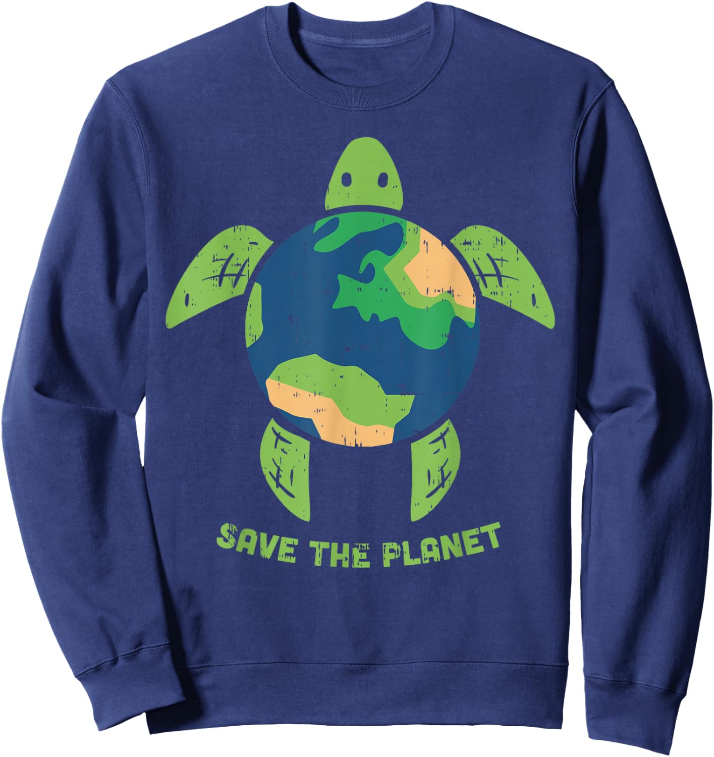 Save The Planet Earth Day Environment Turtle Recycle Ocean Sweatshirt - Sweatshirt | Navy
