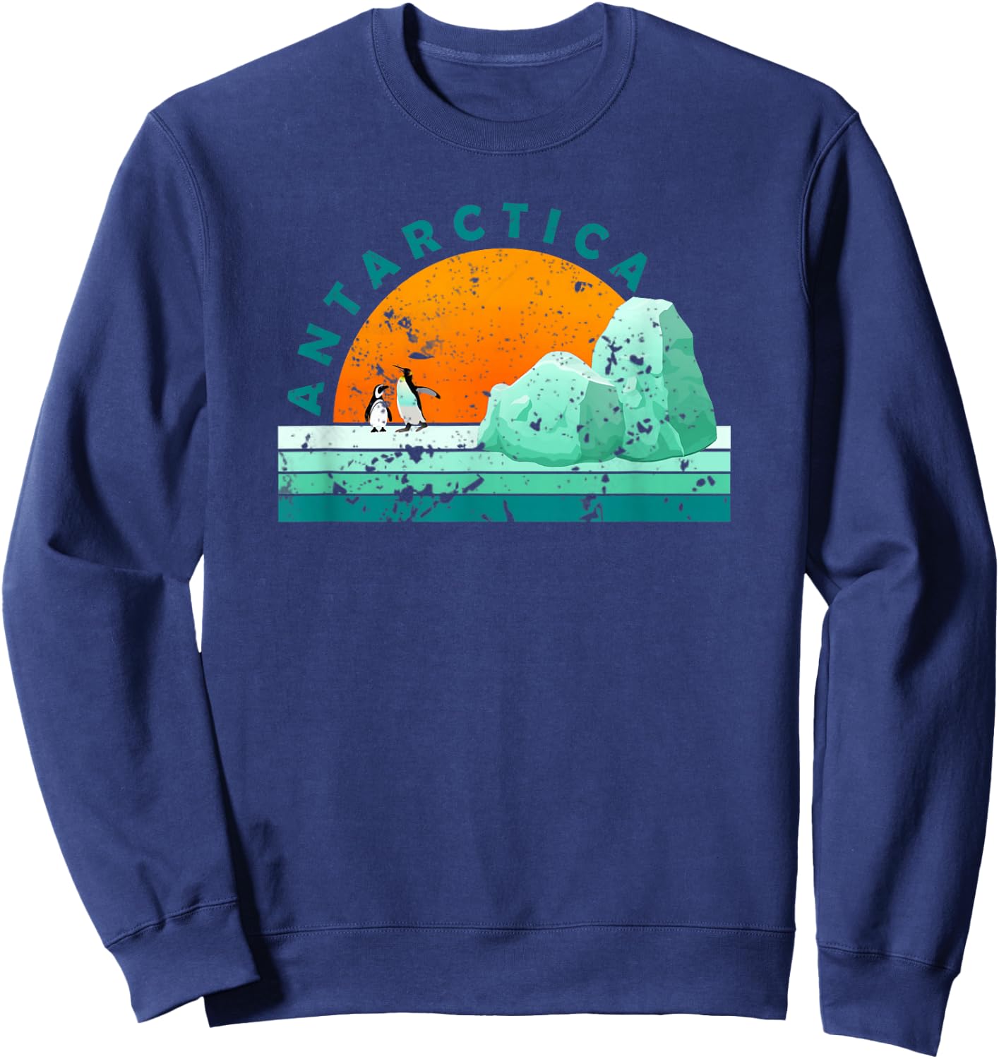 Bethcentral Vacation Gifts Antarctica - Tourist Vintage Vacation Black Small Retro Graphic Sweatshirt - Sweatshirt | Navy